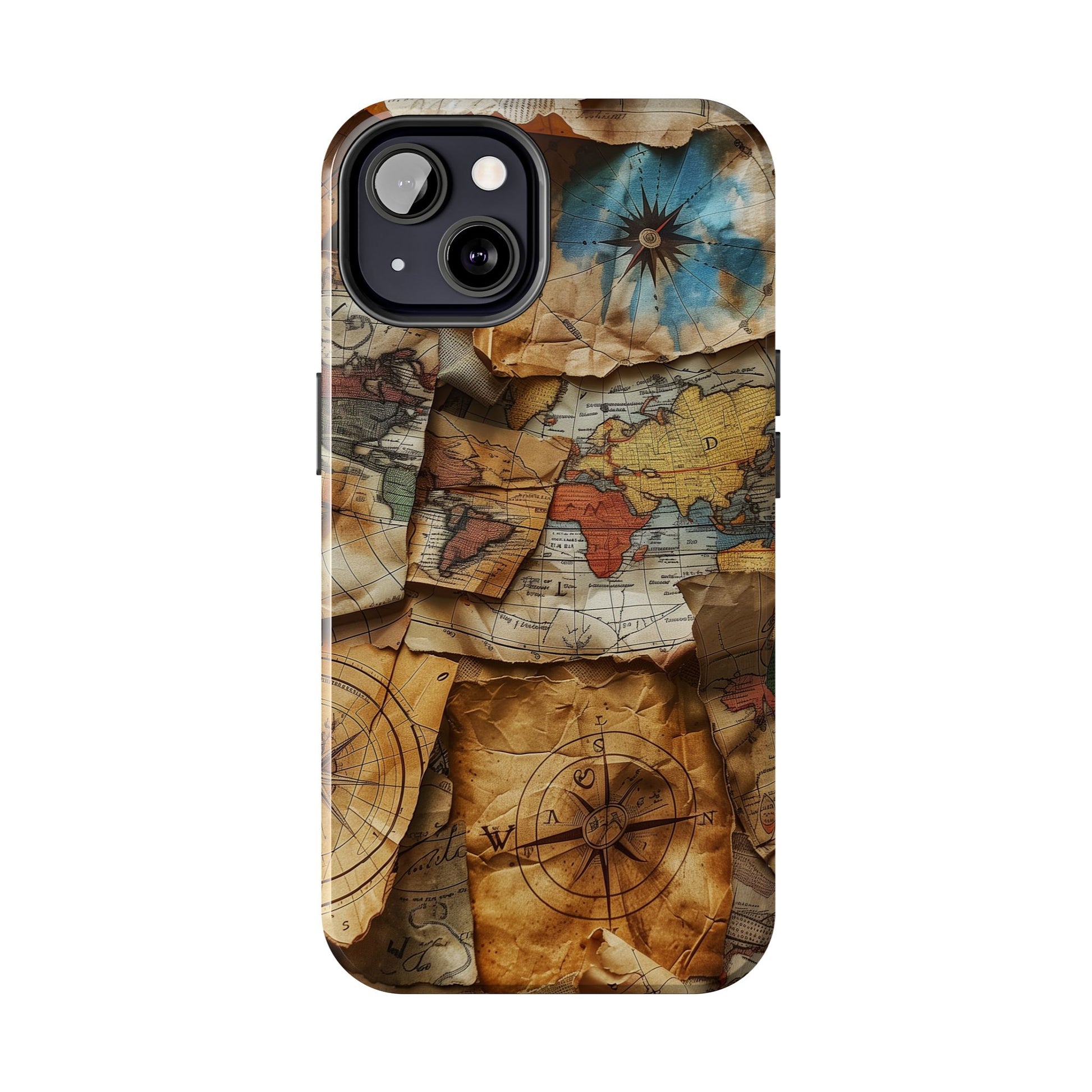 Double Layer Map Phone Case - Protective Phone Case Vintage Map Design - Durable Dual Layer Case with Map Print - Travel Inspired Phone Case