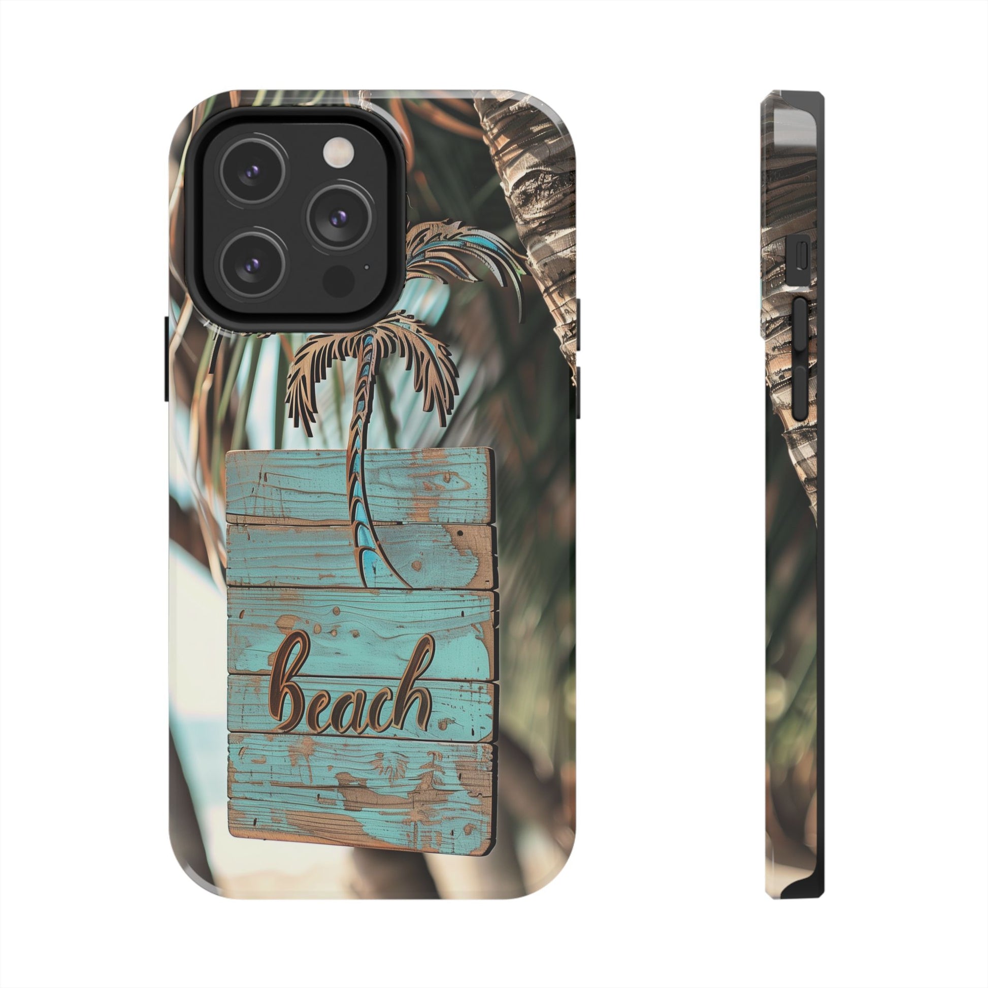 Durable Phone Case with Palm Tree Charm