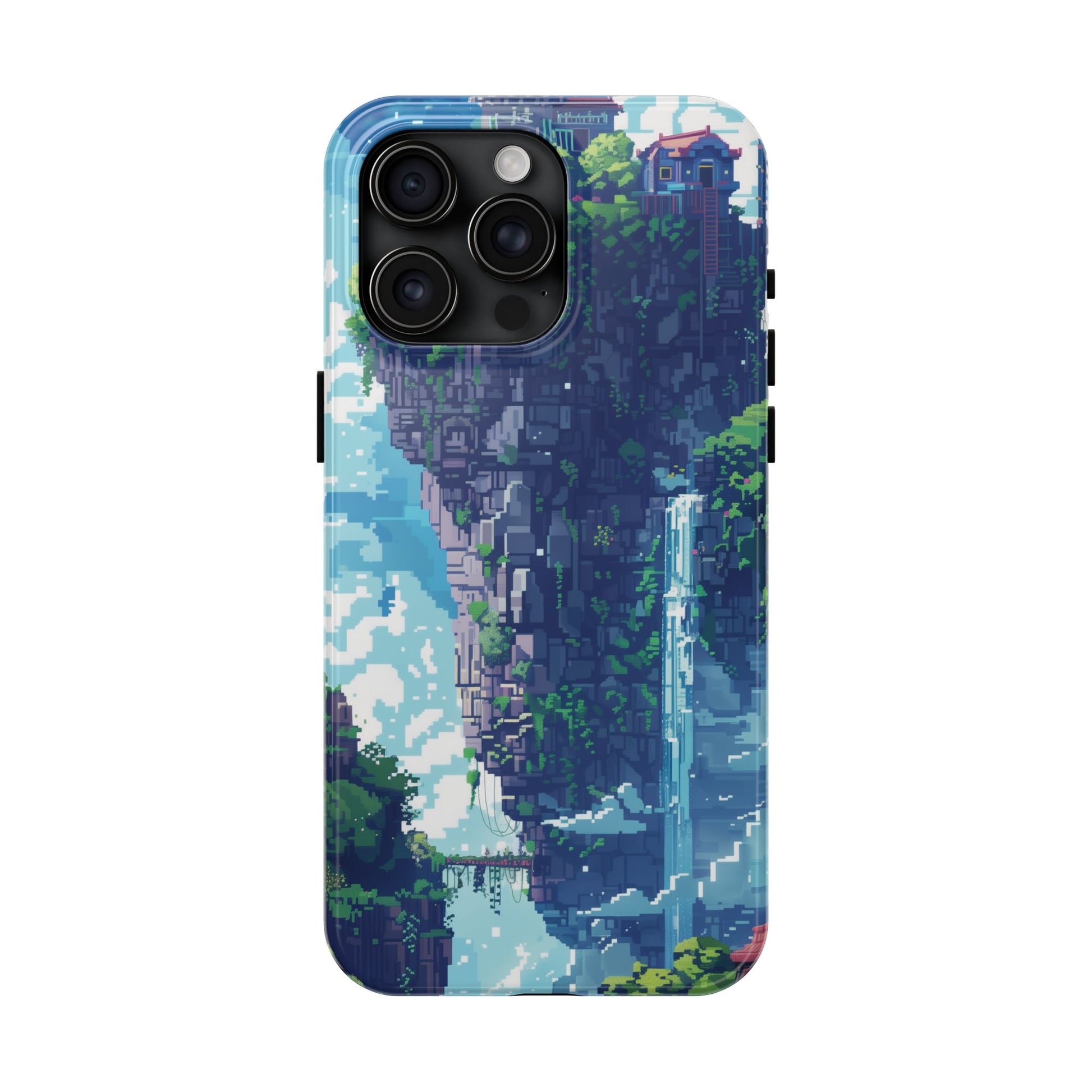 Pixel Art Video Game Landscapes Phone Case, Retro Gaming Pixelated Design, Geeky Gamer Phone Cover, Unique Video Game Art Accessories