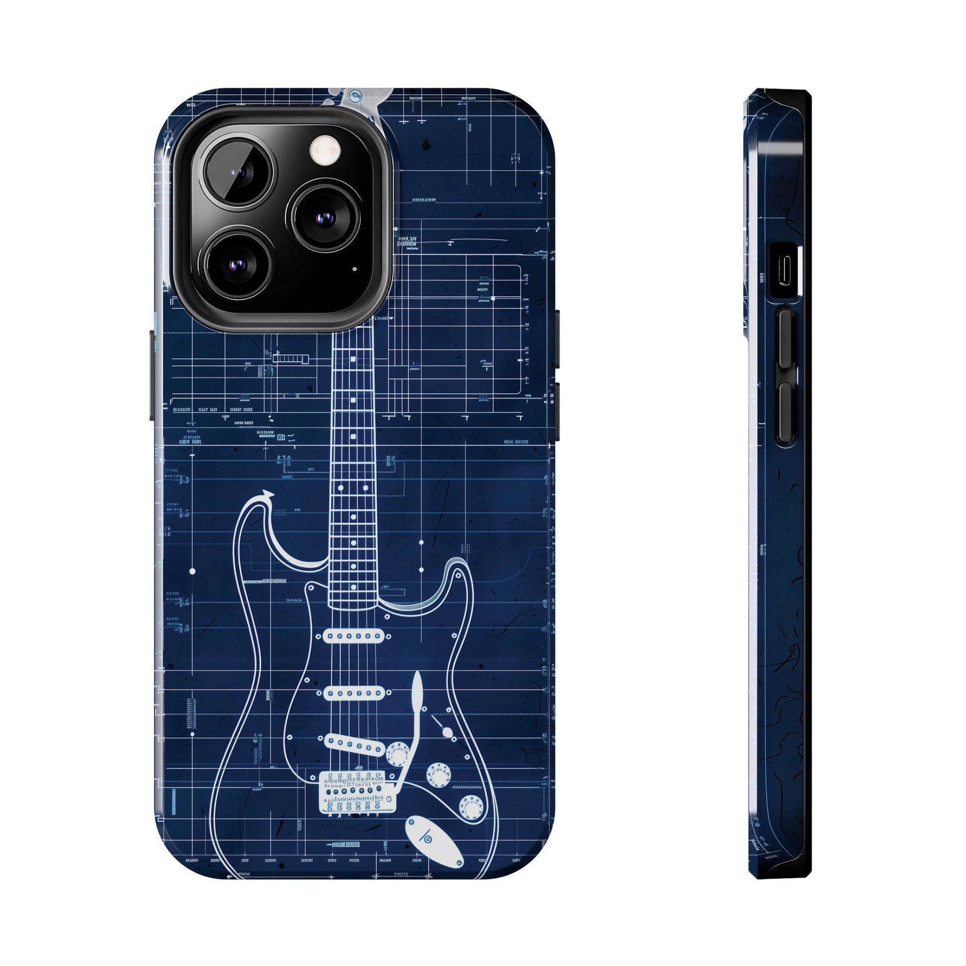 Guitar Phone Case, Guitar Blueprint iPhone Cover, Vintage Guitar Design, Custom iPhone Covers, Rock Music Phone Accessories, Musician Gift