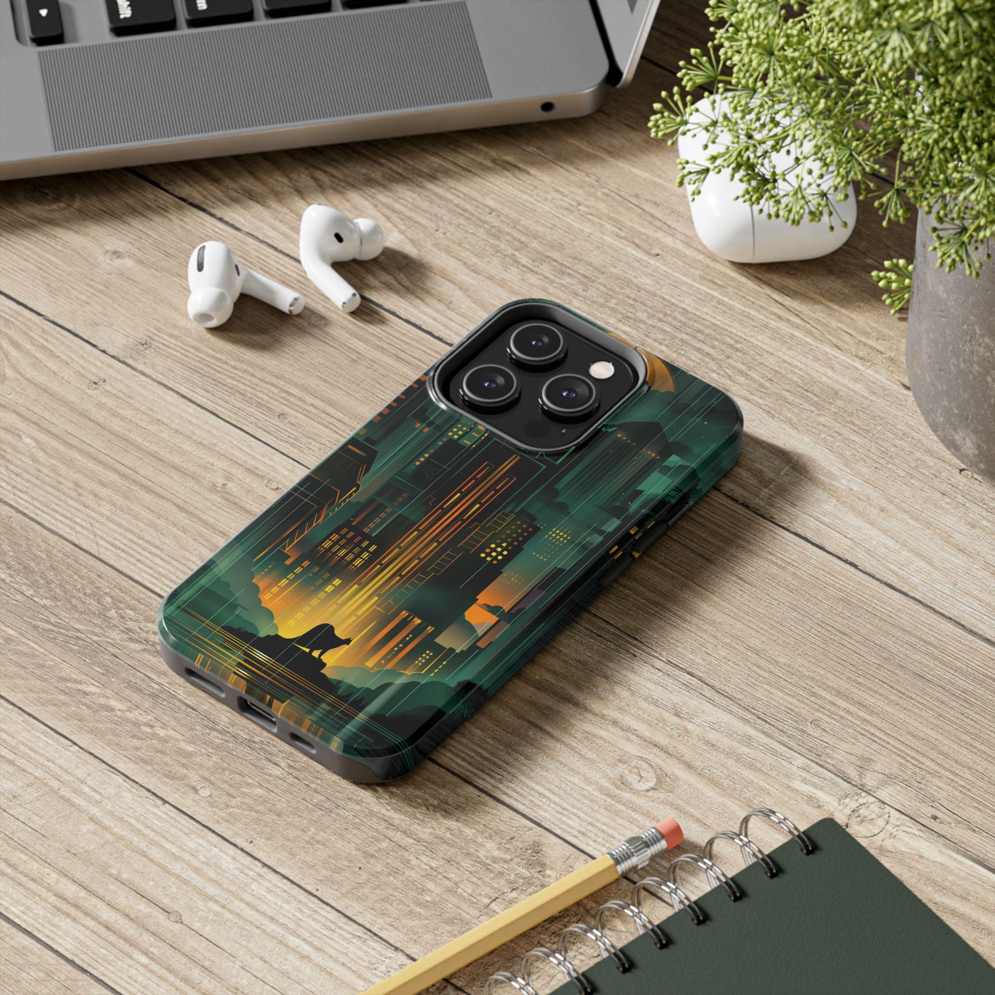 Nighttime Batman Phone Case - Gotham Art Deco Style - Noir Inspired Phone Cover - Dark Knight Accessory