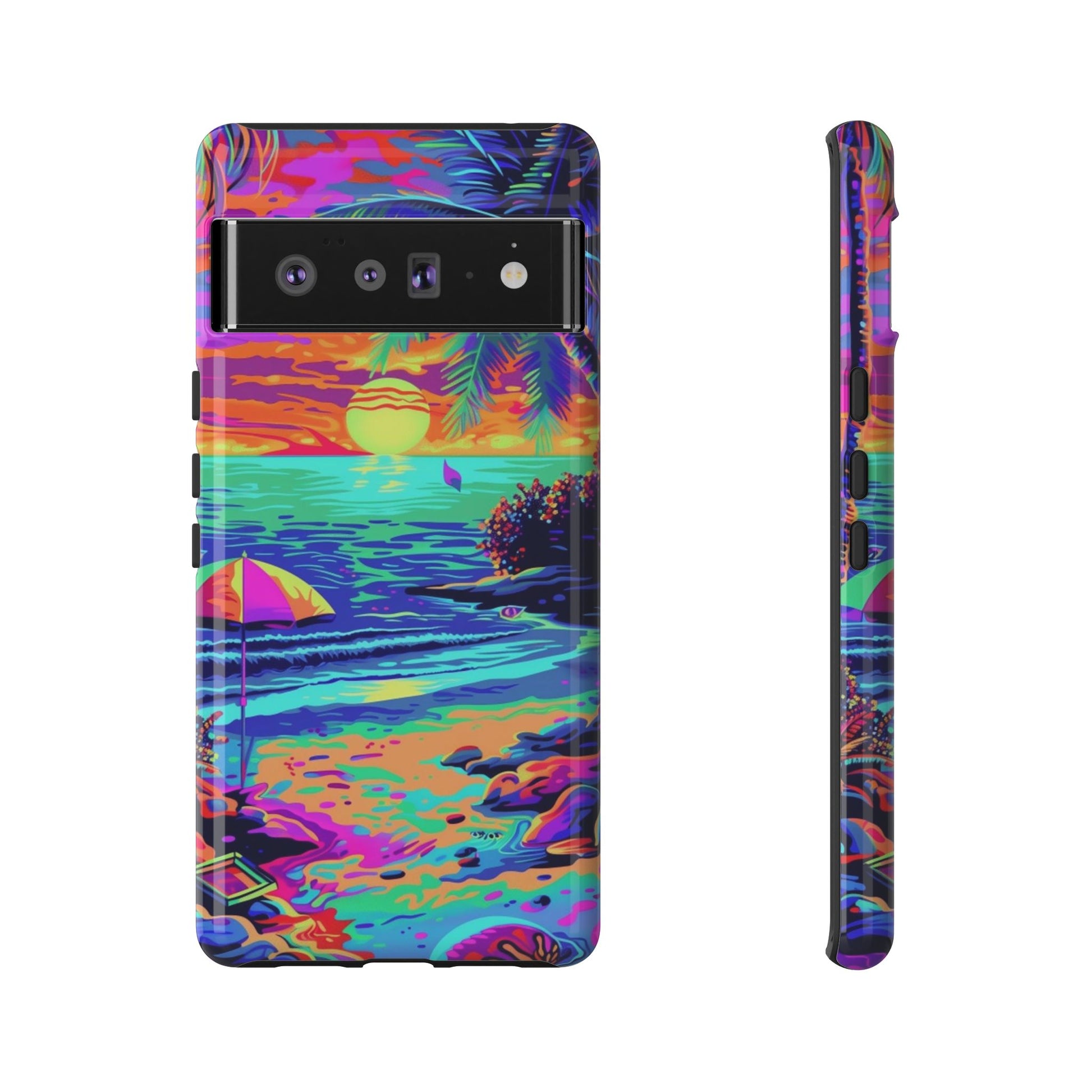 Beach Bliss: Durable Android Phone Case with Lisa Frank Style