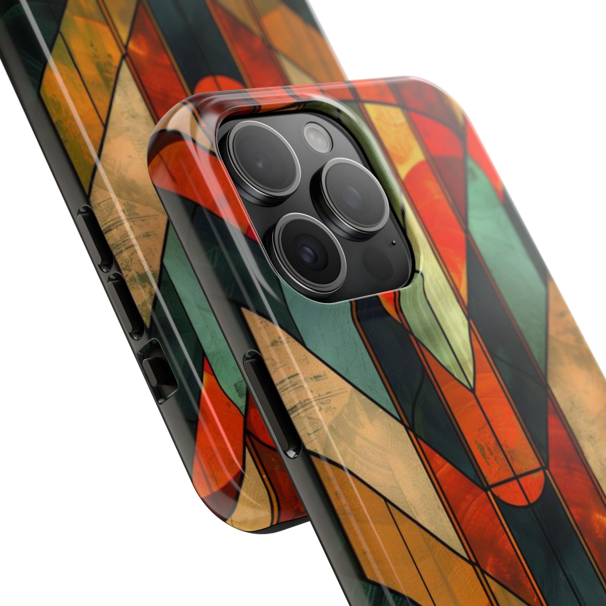 Noir Art Deco Colorful Stained Glass - Durable Dual Layer Iphone Case - Architect Phone Case
