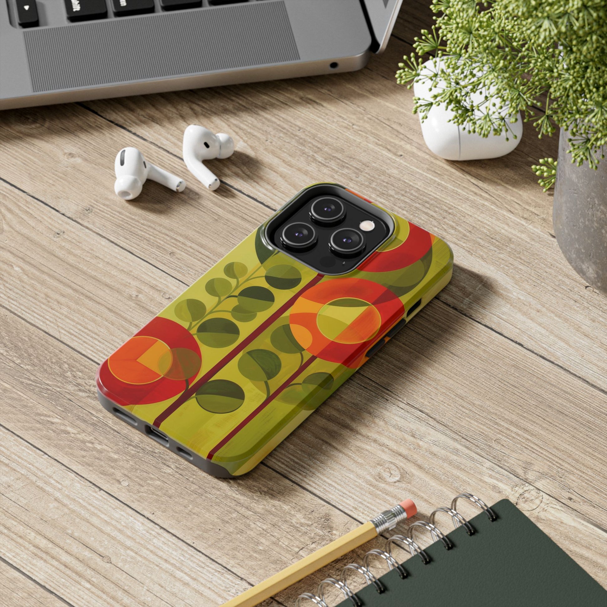 Atomic Flower Phone Case, Mid-Mod Phone Case, Artwork iPhone Case, Unique Floral Pattern Phone Case, Art Deco, Minimalist, Tough Iphone Case