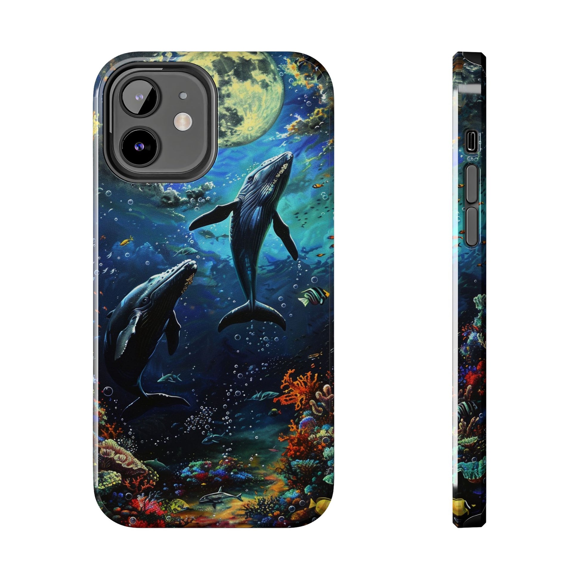 Moonlit Whales Underwater Phone Case - Durable and Stunning Protective Cover