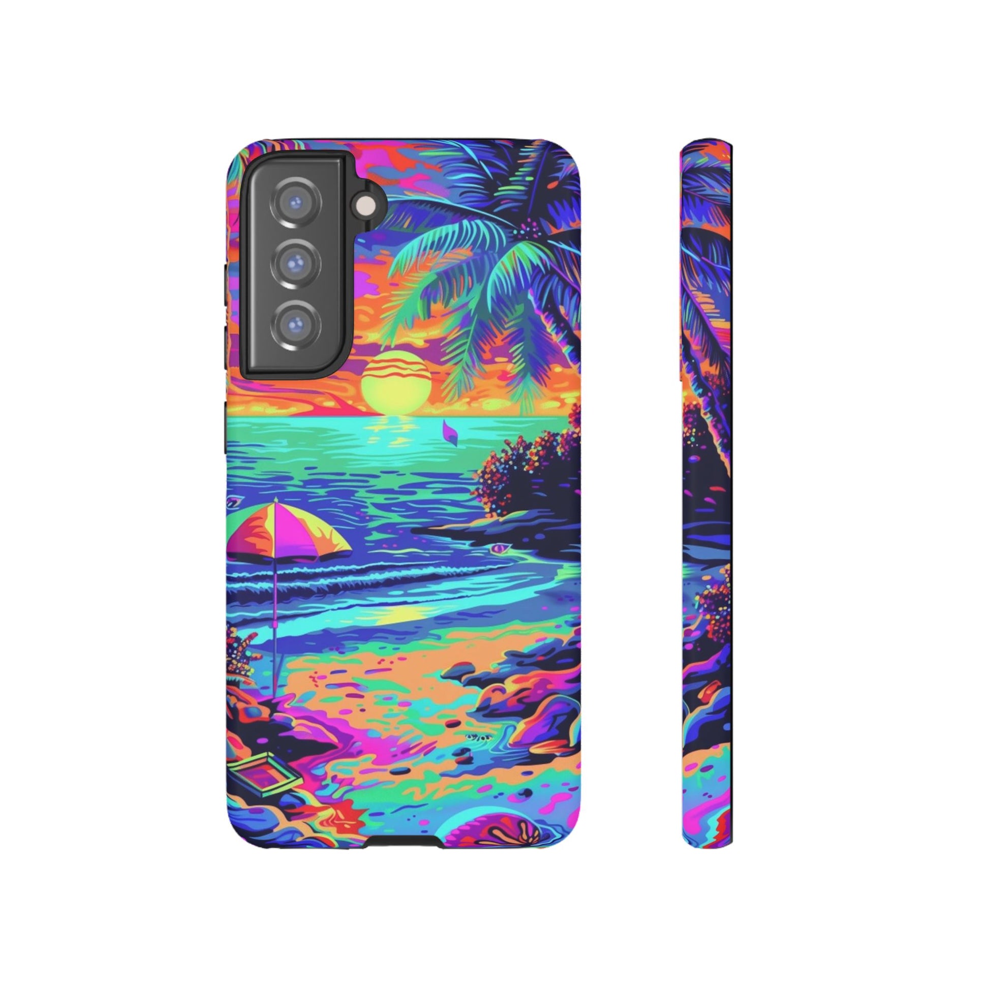 Beach Bliss: Durable Android Phone Case with Lisa Frank Style