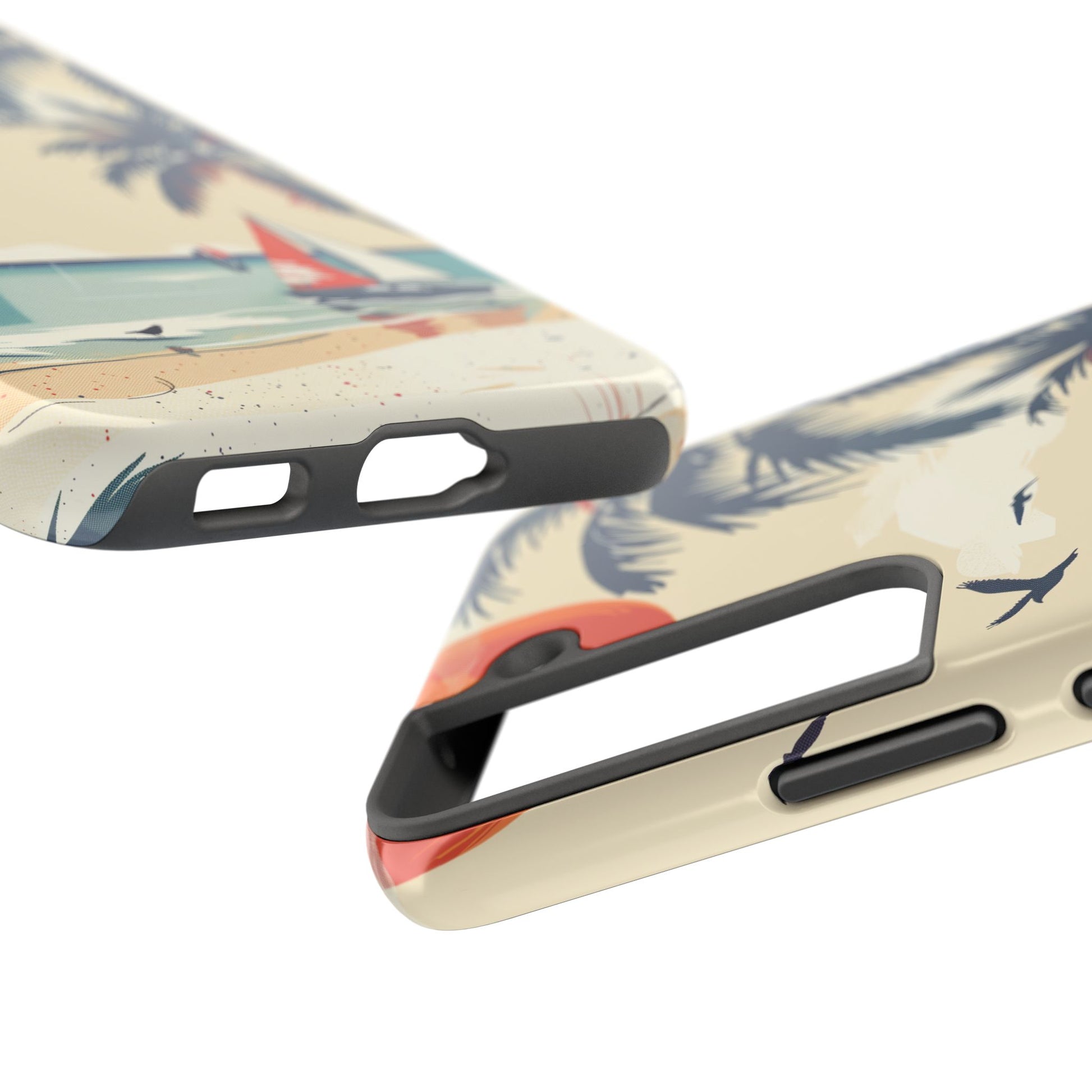 Retro Beach Scene Phone Case, Vintage Tropical Ocean iPhone Case, Summer Beach Phone Cover for iPhone, iphone 15 pro max