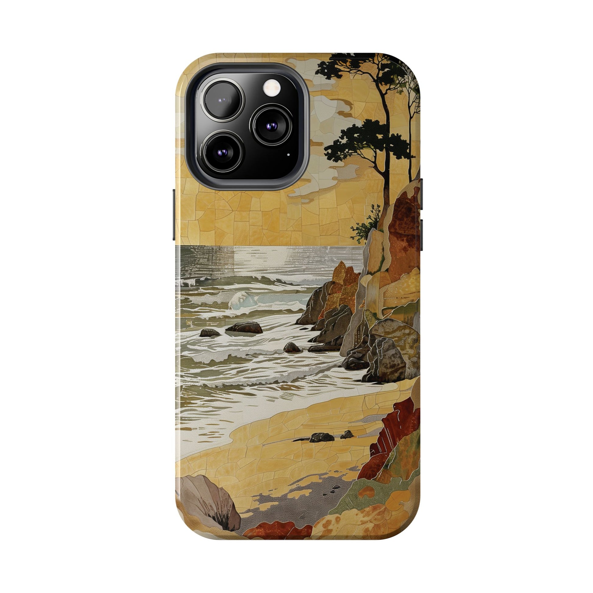 Retro Beach Scene Phone Case, Vintage Tropical Ocean iPhone Case, Summer Beach Phone Cover for iPhone, iphone 15 pro max