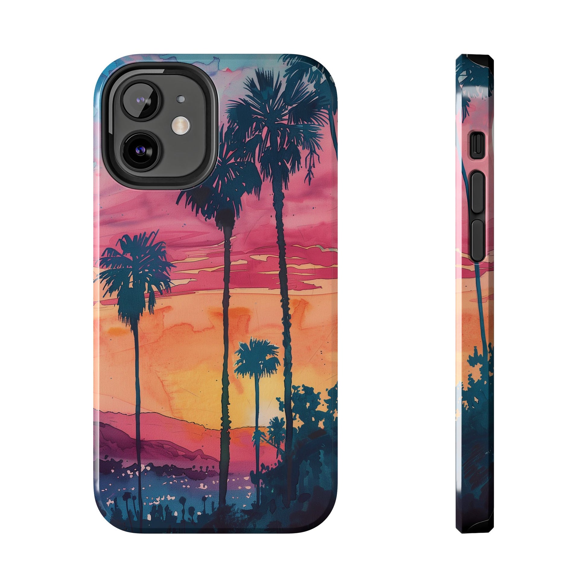 Los Angeles Sunset iPhone Case, Golden Hour Scenic View, Hollywood Hills Sunset Phone Case, Palm Trees Phone Case, iphone 15 pro max case