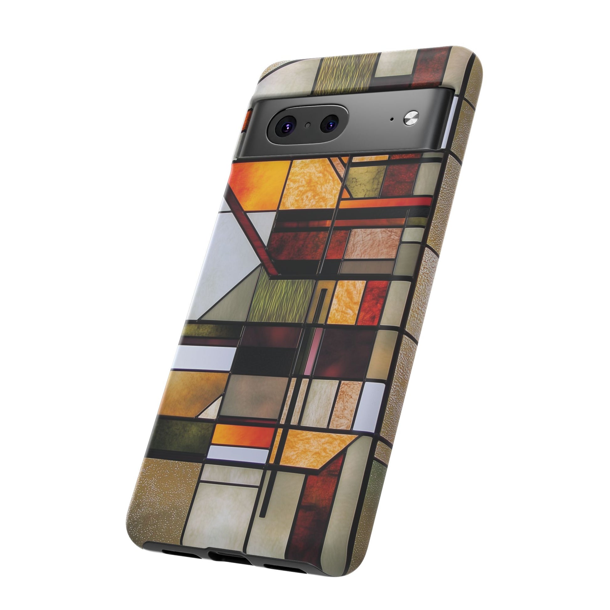 Stained Glass Phone Case Art Deco Frank Lloyd Wright Cottage Core Usonian Prairie Style Geometric Stylish  iPhone 14 15 16 Pro