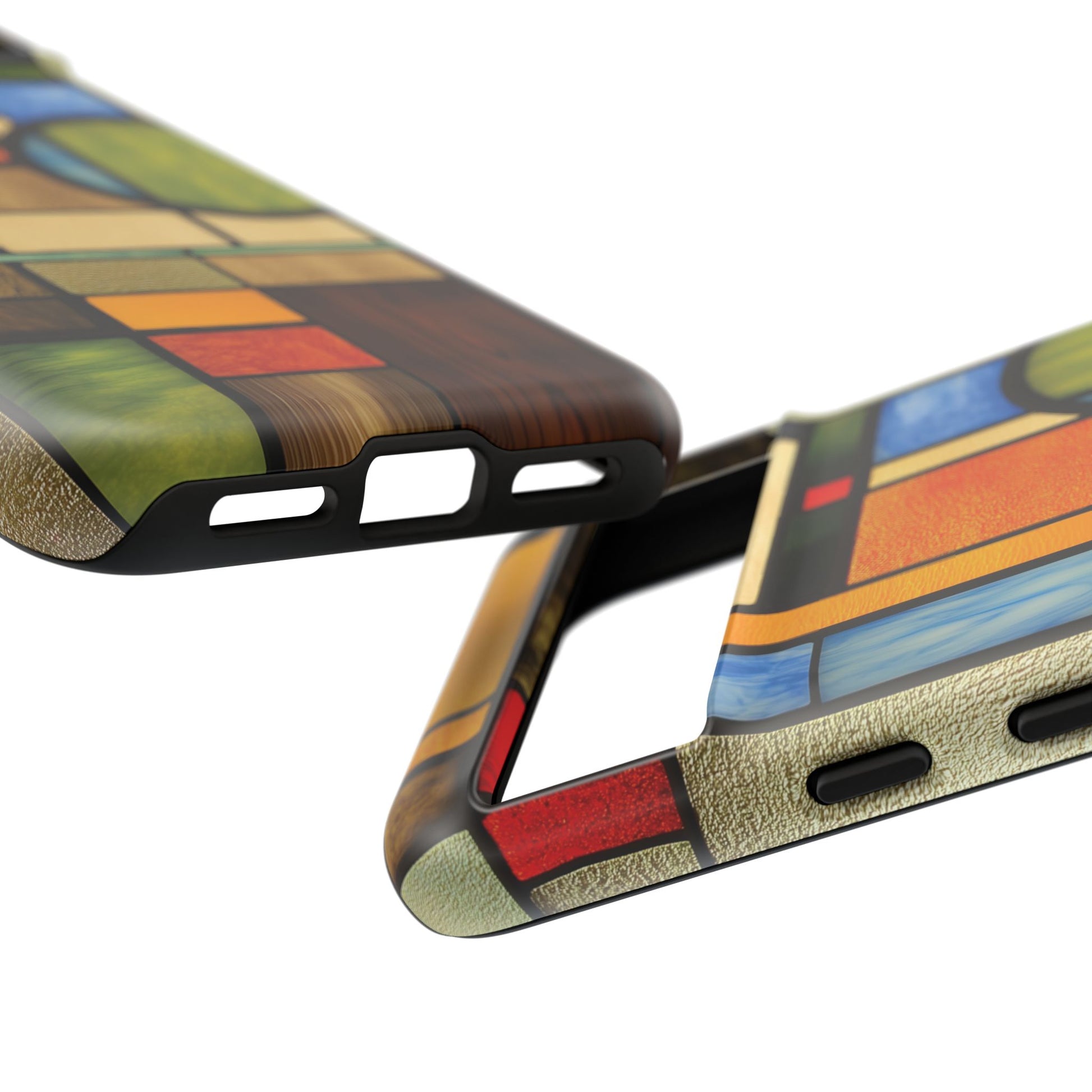 Wood Mosaic Stained Glass Phone Case Art Deco Frank Lloyd Wright Cottage Core Usonian Prairie Style Geometric Stylish  iPhone 14 15 16 Pro
