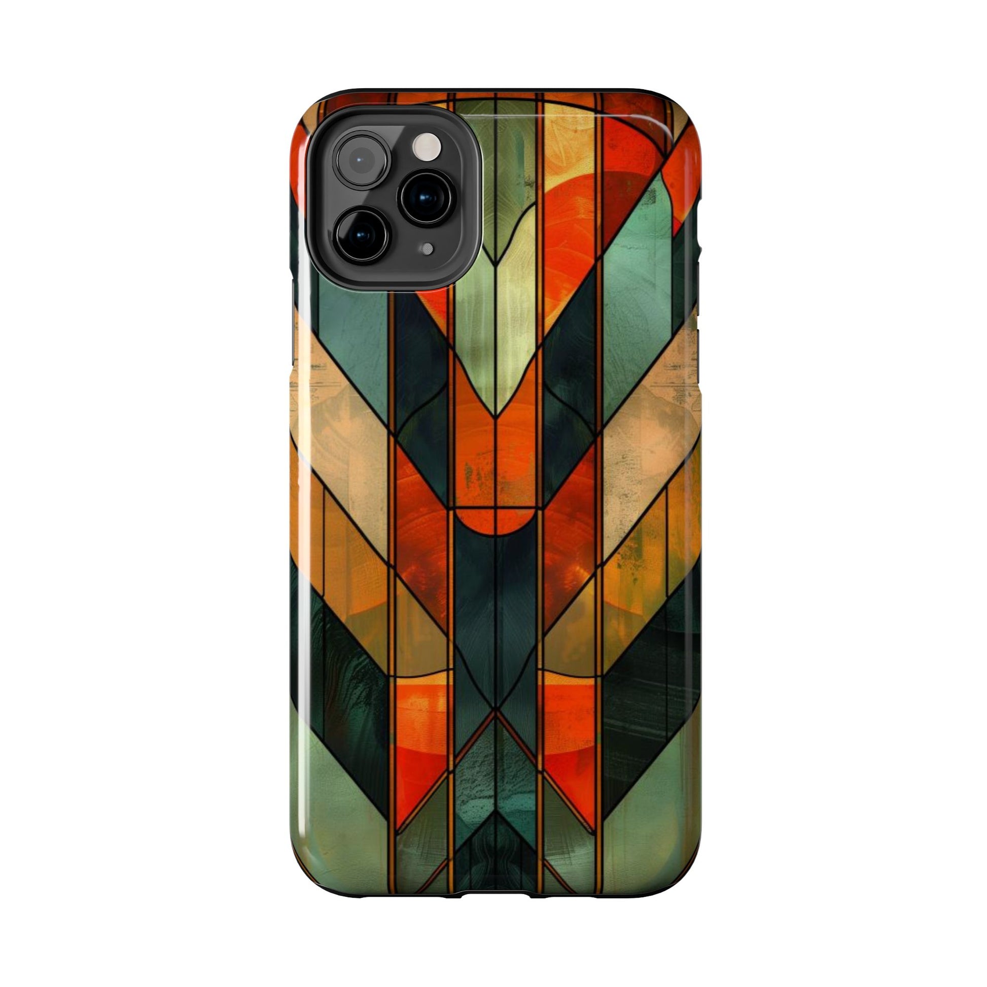 Noir Art Deco Colorful Stained Glass - Durable Dual Layer Iphone Case - Architect Phone Case