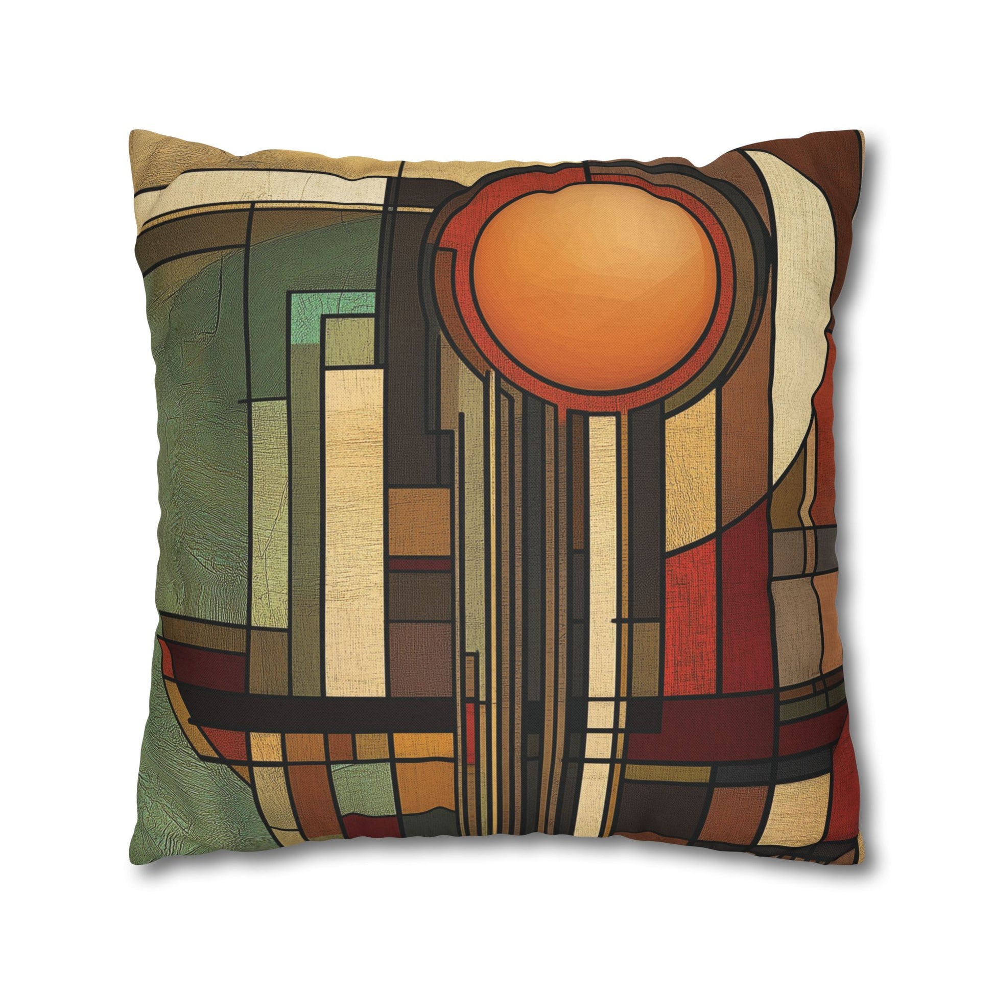 Art Deco Pillowcase, Frank Lloyd Wright Prairie Style, Usonian Nature Designer Mission Style, Perfect Gift for Home - Square Pillow, Home