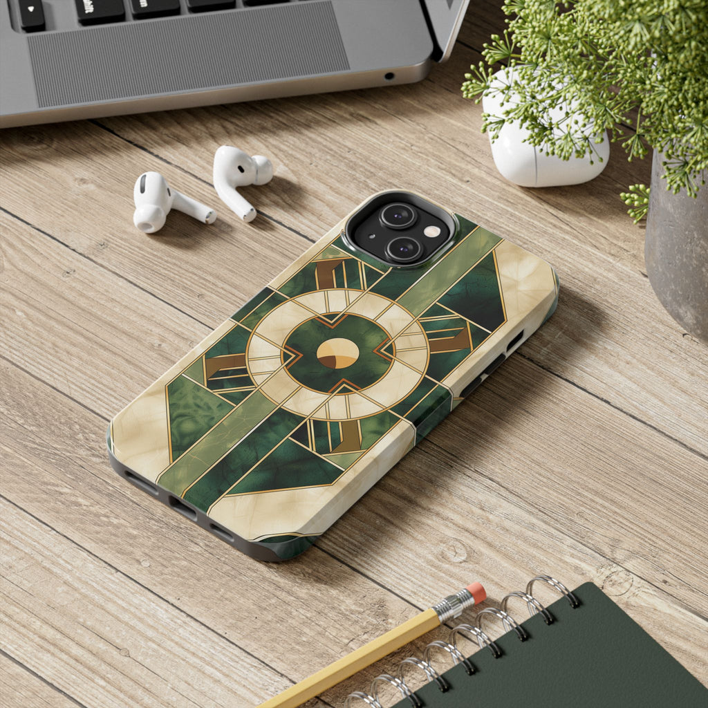 Green Frank Lloyd Wright Inspired Phone Case - Geometric Elegance for iPhone Models