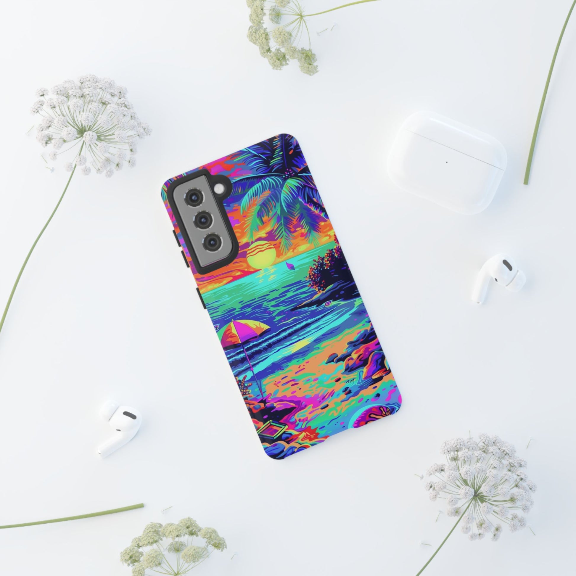 Beach Bliss: Durable Android Phone Case with Lisa Frank Style