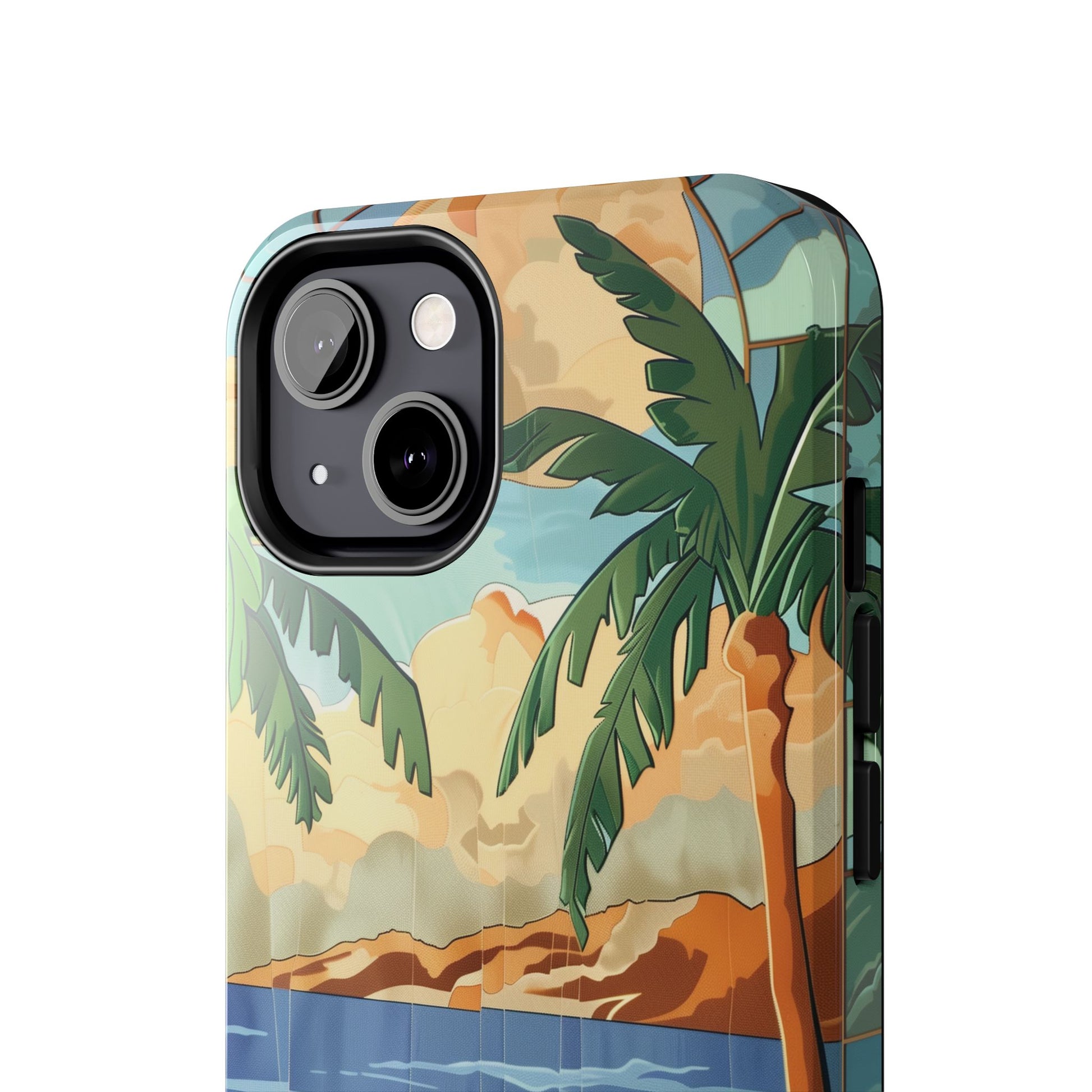 Retro Beach Scene Phone Case, Vintage Tropical Ocean iPhone Case, Summer Beach Phone Cover for iPhone, iphone 15 pro max