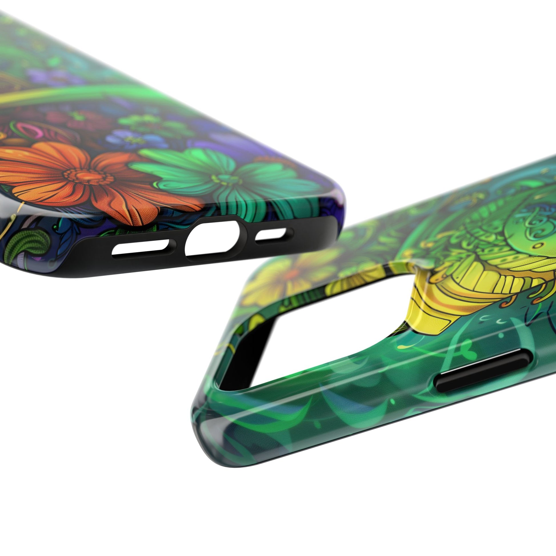 Rainbow St. Patricks Day Good Lucky Phone Case Green Shamrock Protective Tough Durable iPhone 13 14 15 16 Pro Max Plus Galaxy Top Hat Charm