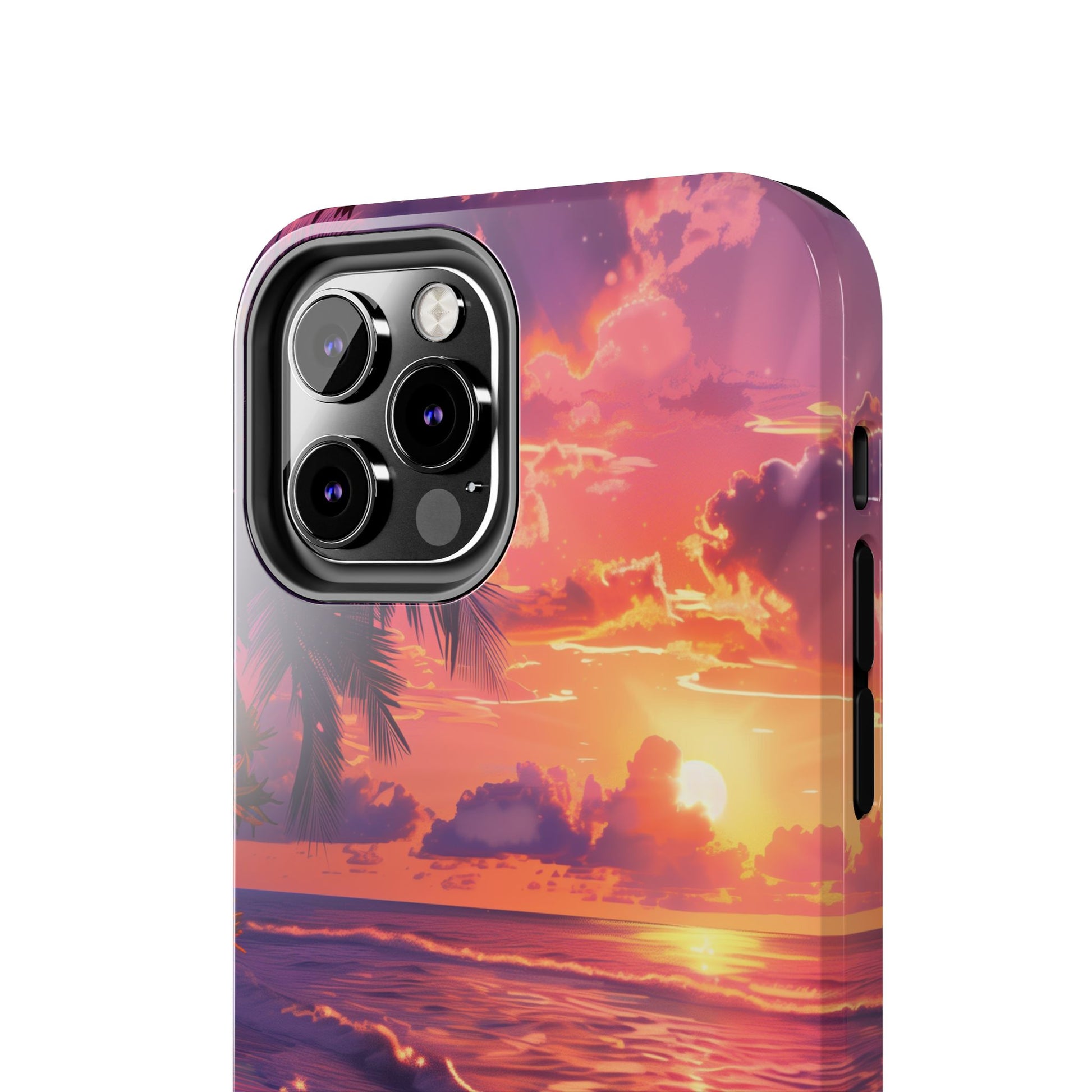 Tough Beach Scene Sunrise - Durable Case Lisa Frank Inspired Beach Art - Vibrant Beach Design - Colorful Phone Case for Beach Lovers