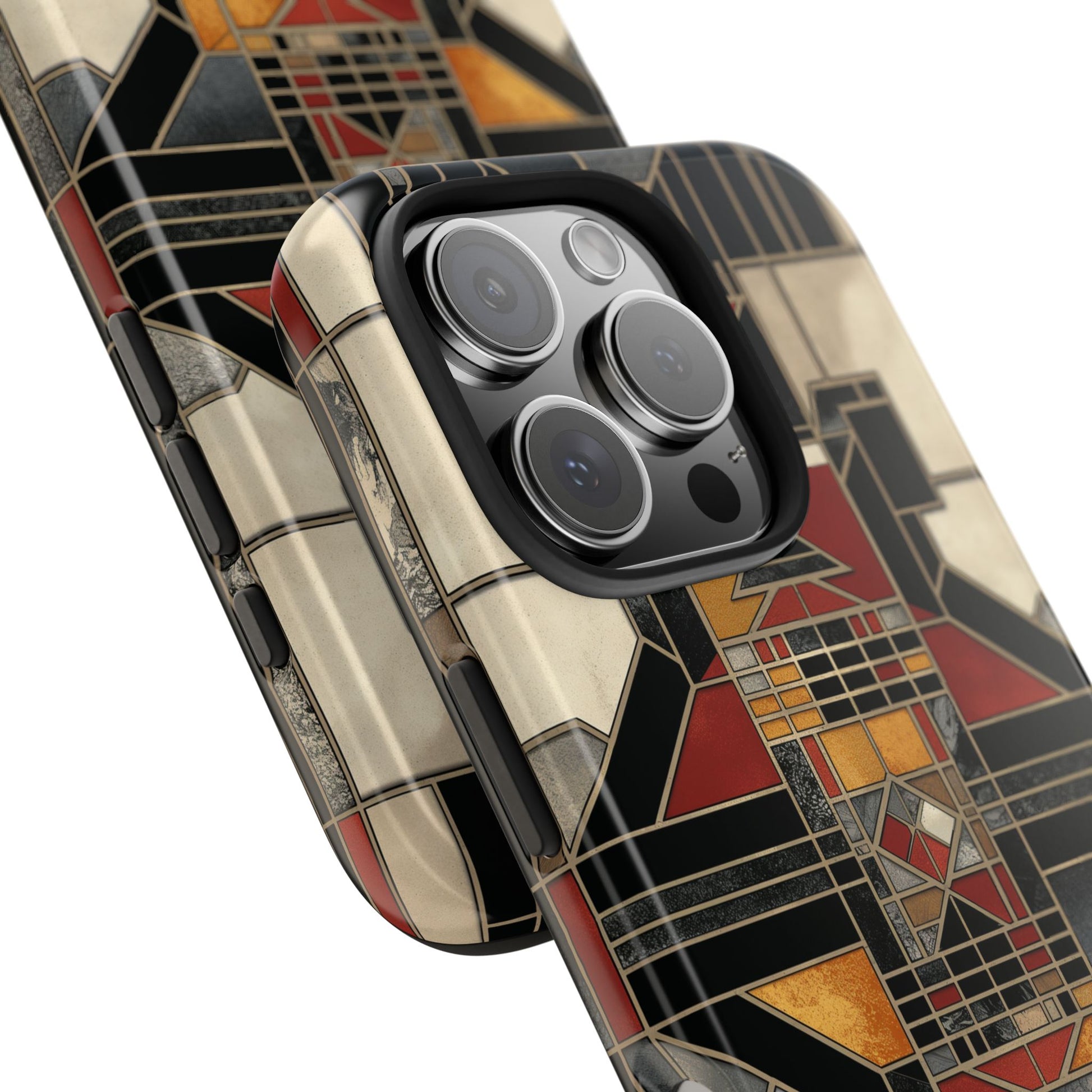 Frank Lloyd Wright Inspired Stained Glass Phone Case - Geometric Elegance for iPhone Models