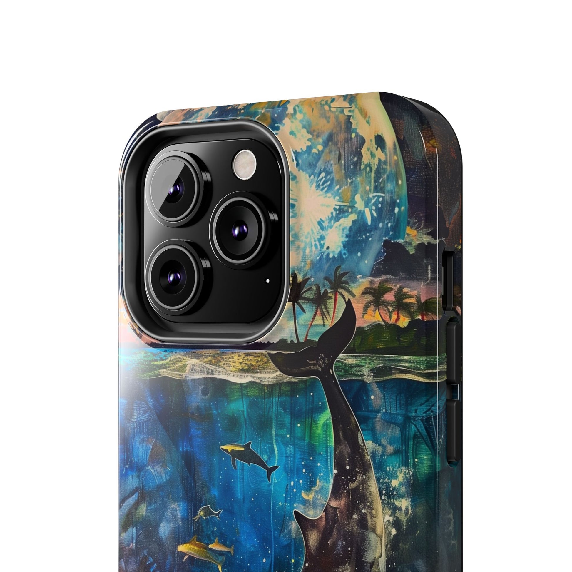 Abstract Moonlit Whale Underwater Phone Case - Durable and Stunning Protective Cover