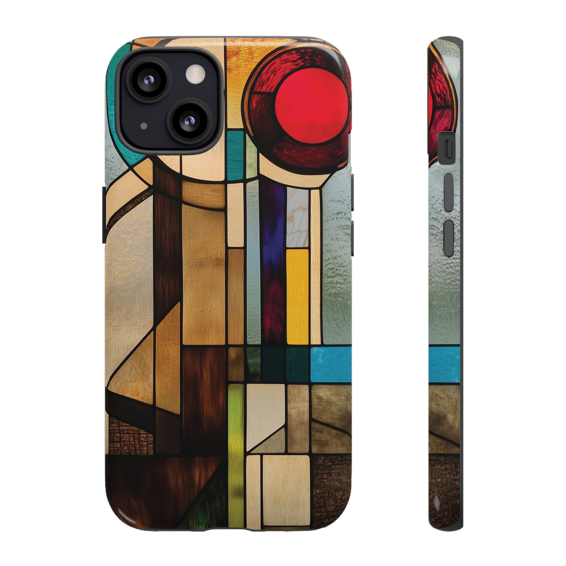 Stained Art Deco Glass Phone Case Frank Lloyd Wright Cottage Core Usonian Prairie Style Geometric Stylish  iPhone 14 15 16 Pro