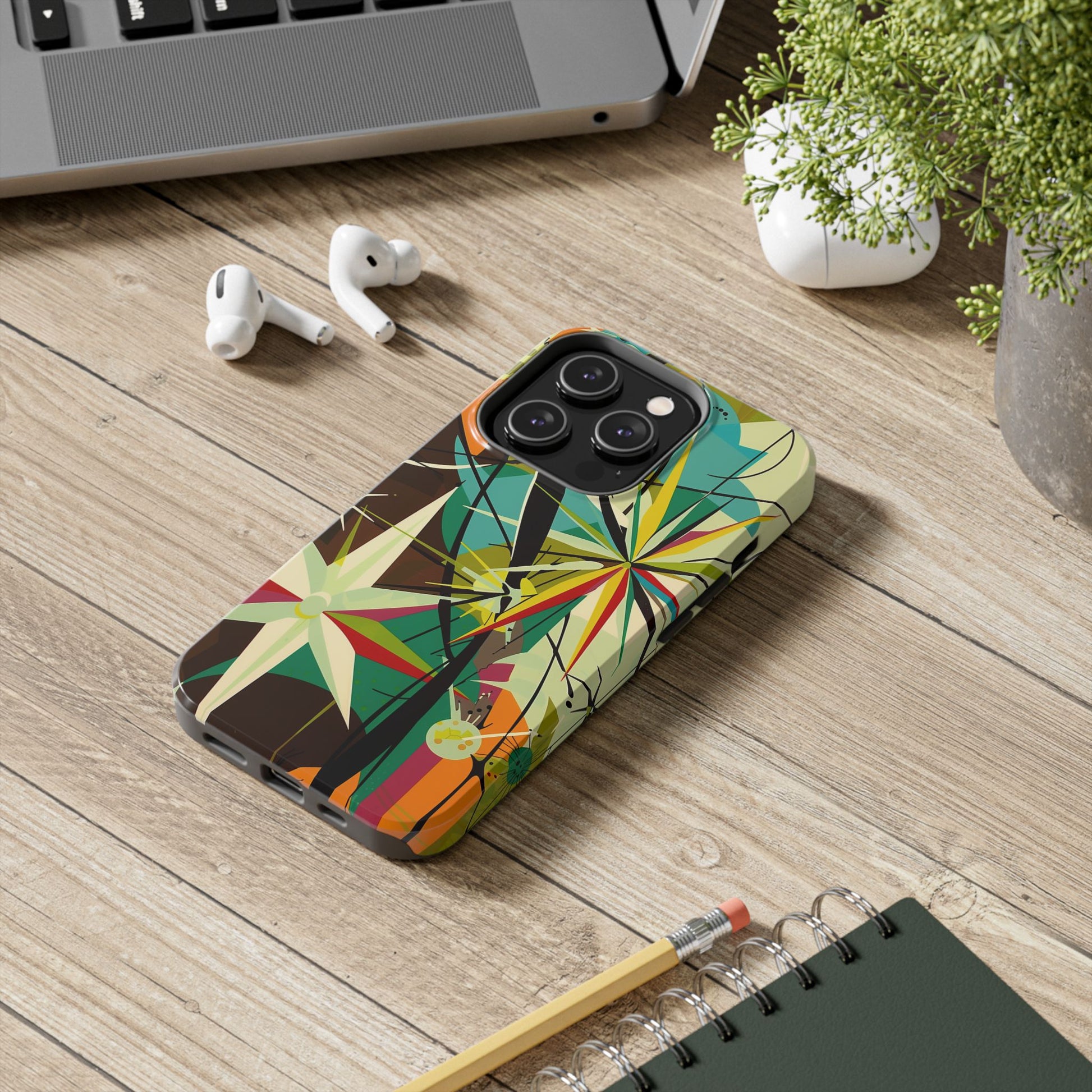 Mid Century Modern Star Design Phone Case, Earth Tone Colors, Retro Style Smartphone Cover, Vintage Phone Case, iPhone 14 Case, Apple iPhone