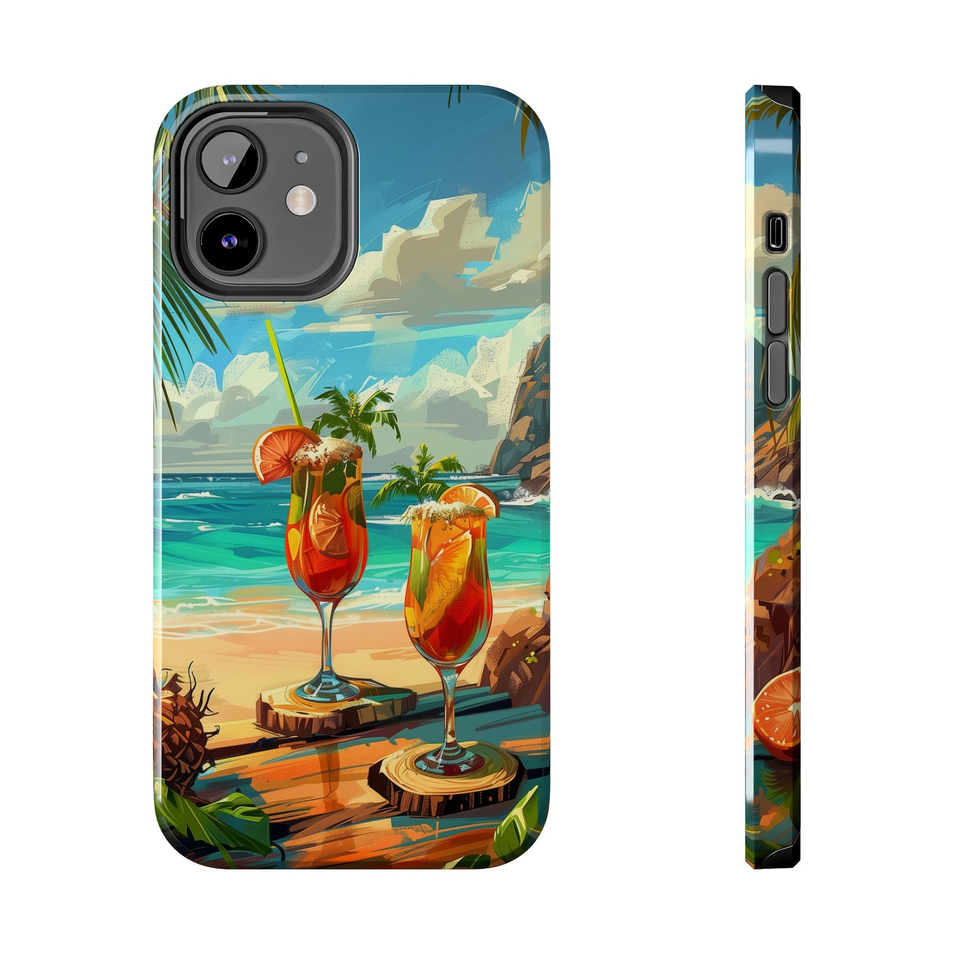 Retro Beach Scene Phone Case, Vintage Tropical Ocean iPhone Case, Summer Beach Phone Cover for iPhone, iphone 15 pro max