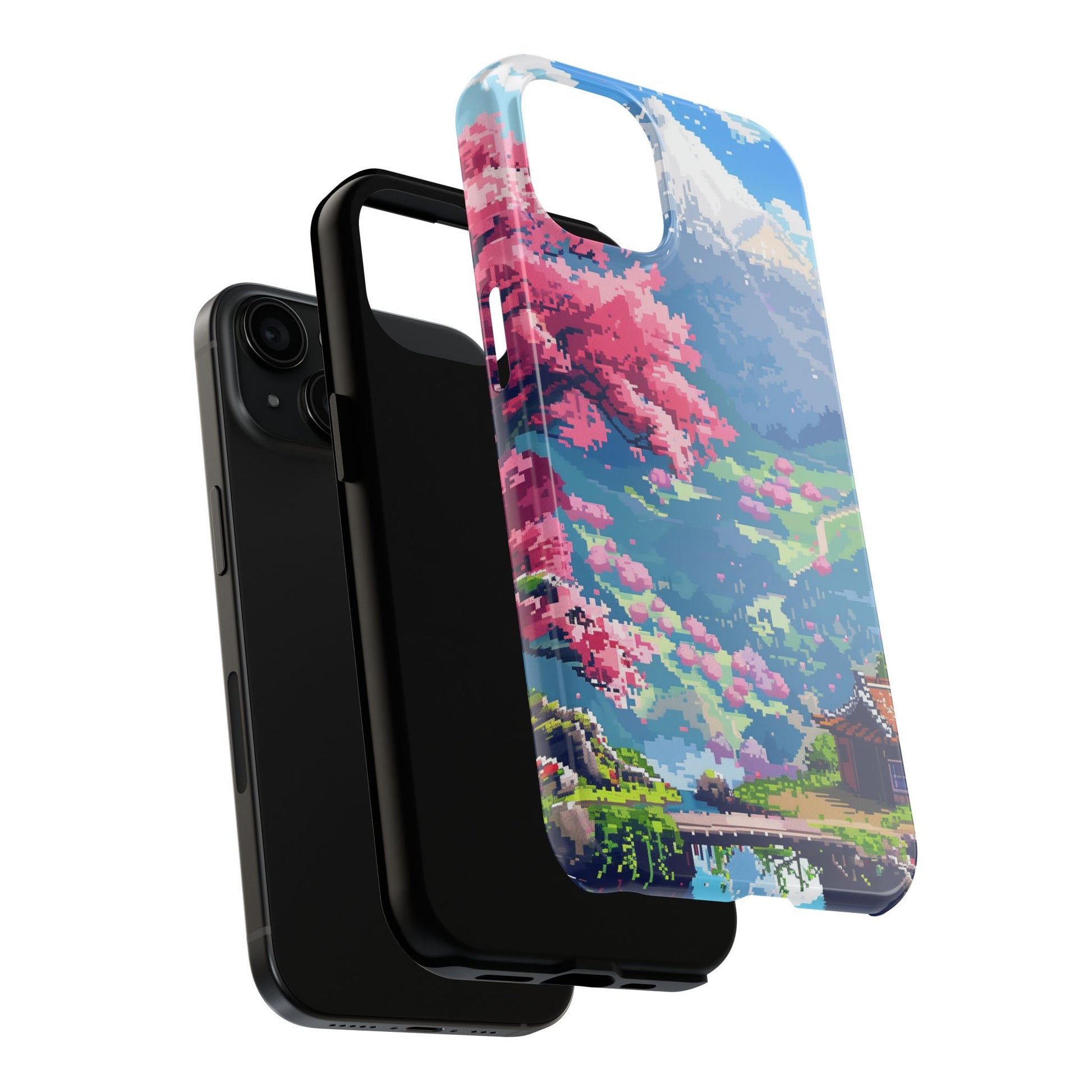 Pixel Art Video Game Landscapes Phone Case, Retro Gaming Pixelated Design, Geeky Gamer Phone Cover, Unique Video Game Art Accessories
