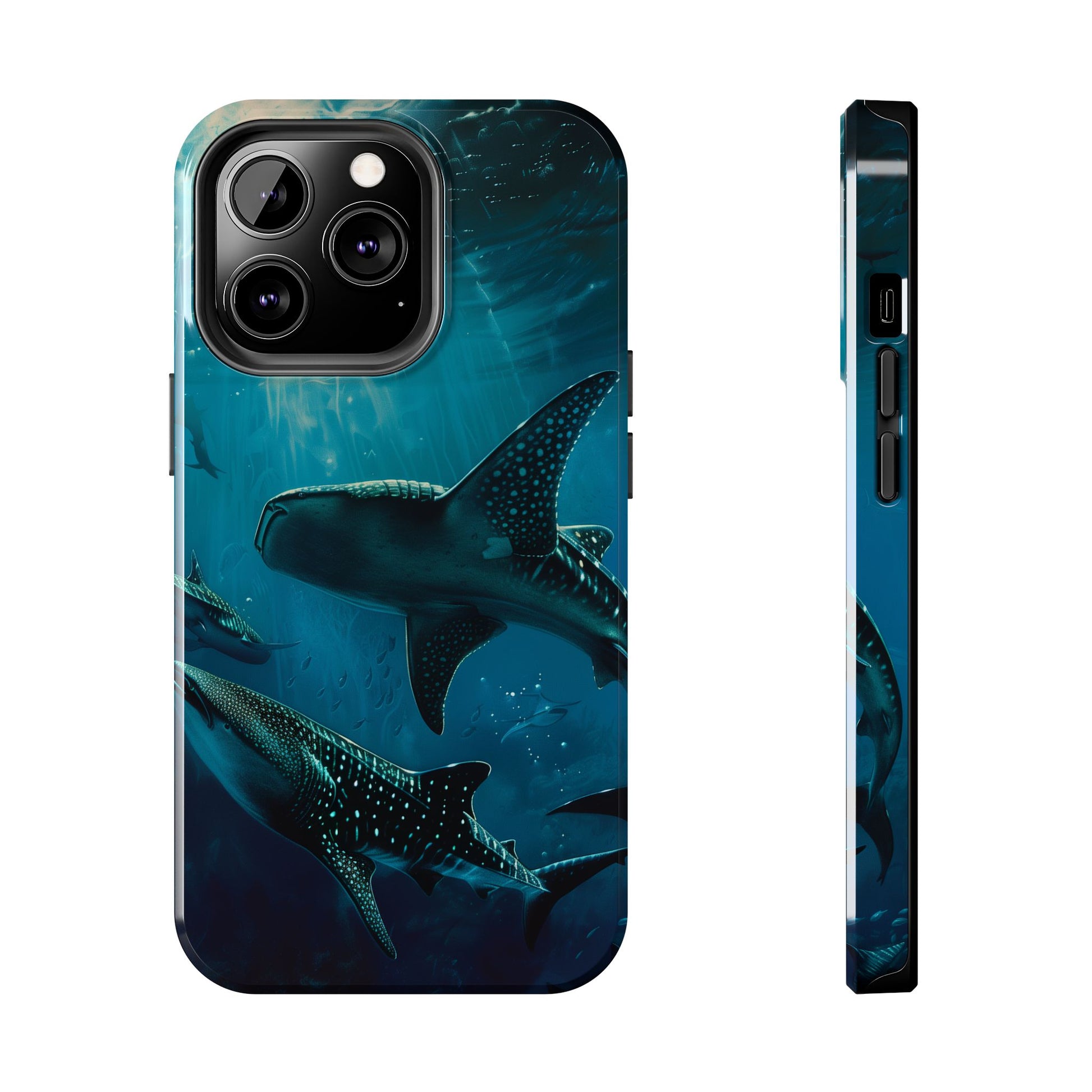 Tranquil Trio: Three Whale Sharks Tough Phone Case