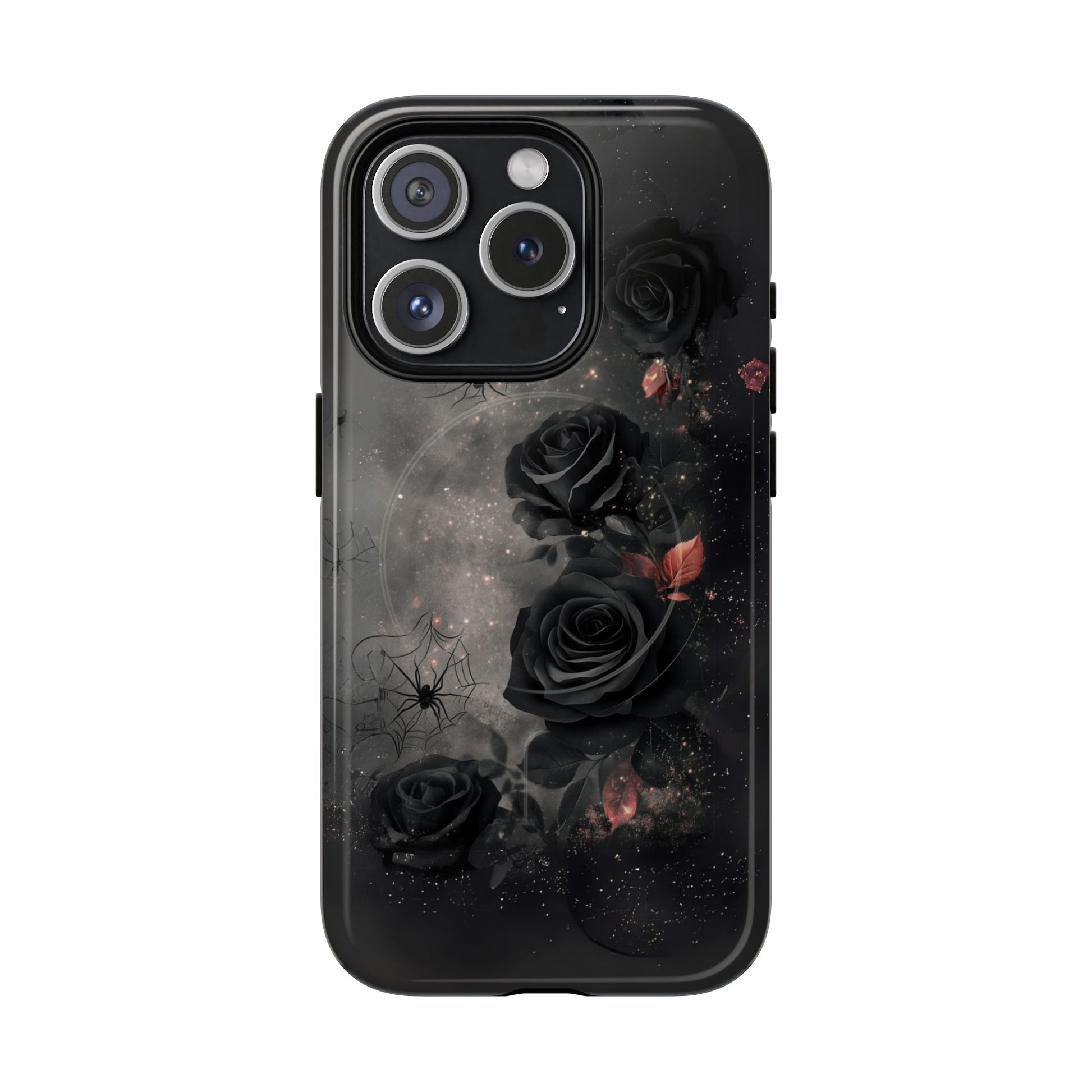 Magsafe Gothic Floral Phone Case Dark Academia Black Roses Spider Webs Butterflies Witchcraft Night Sky iPhone 14 15 Pro Max