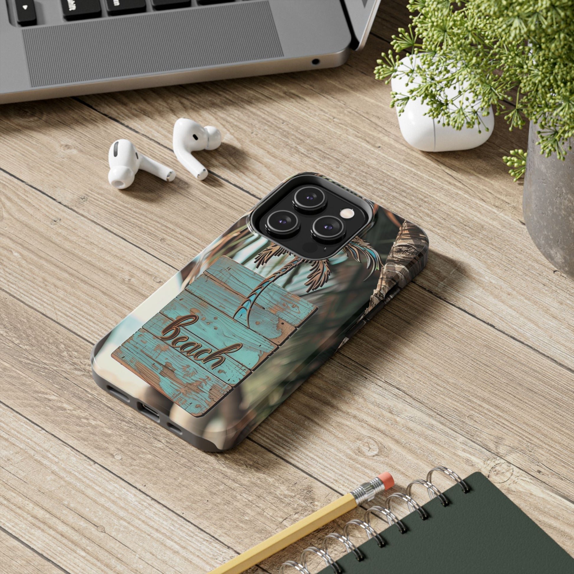 Durable Phone Case with Palm Tree Charm