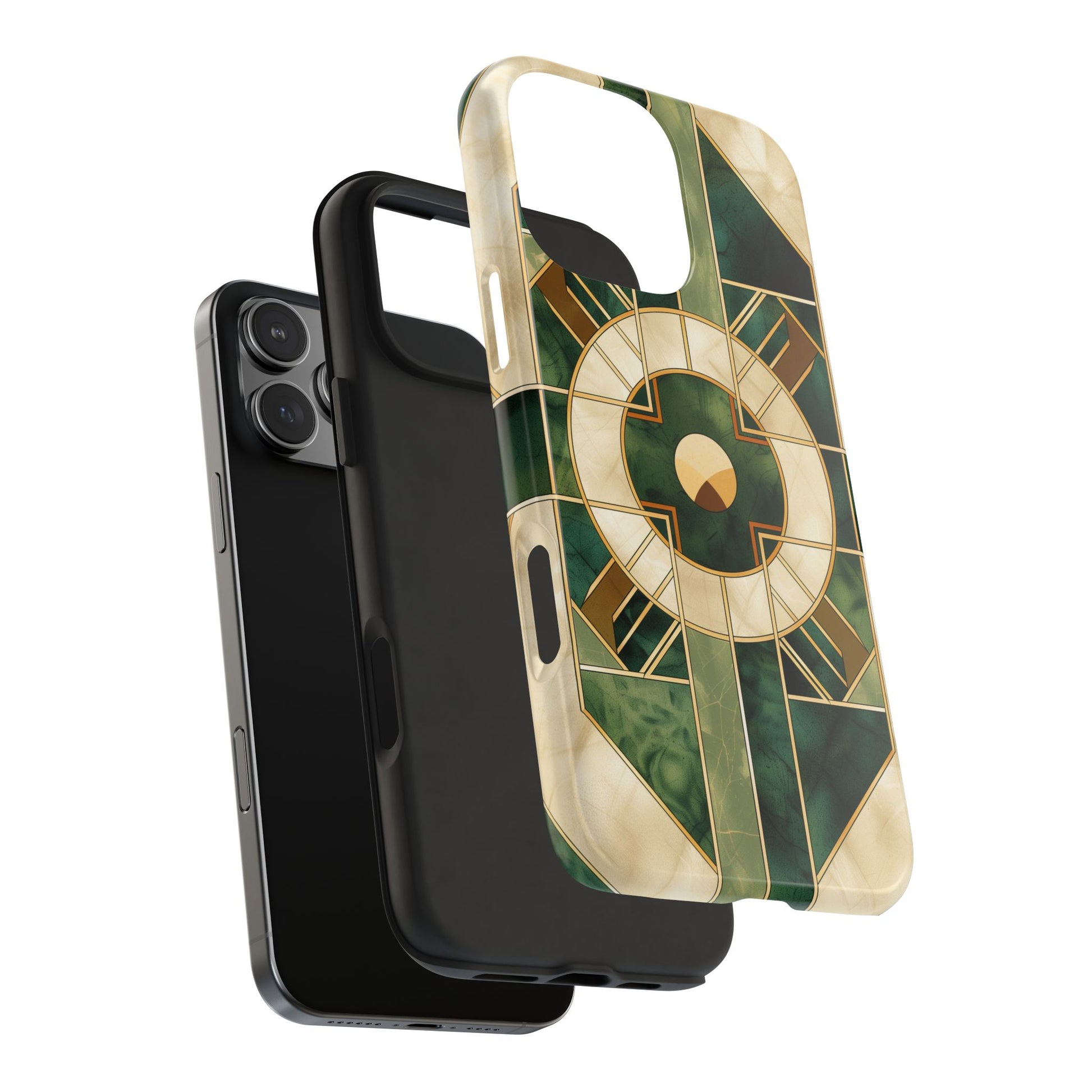 Green Frank Lloyd Wright Inspired Phone Case - Geometric Elegance for iPhone Models