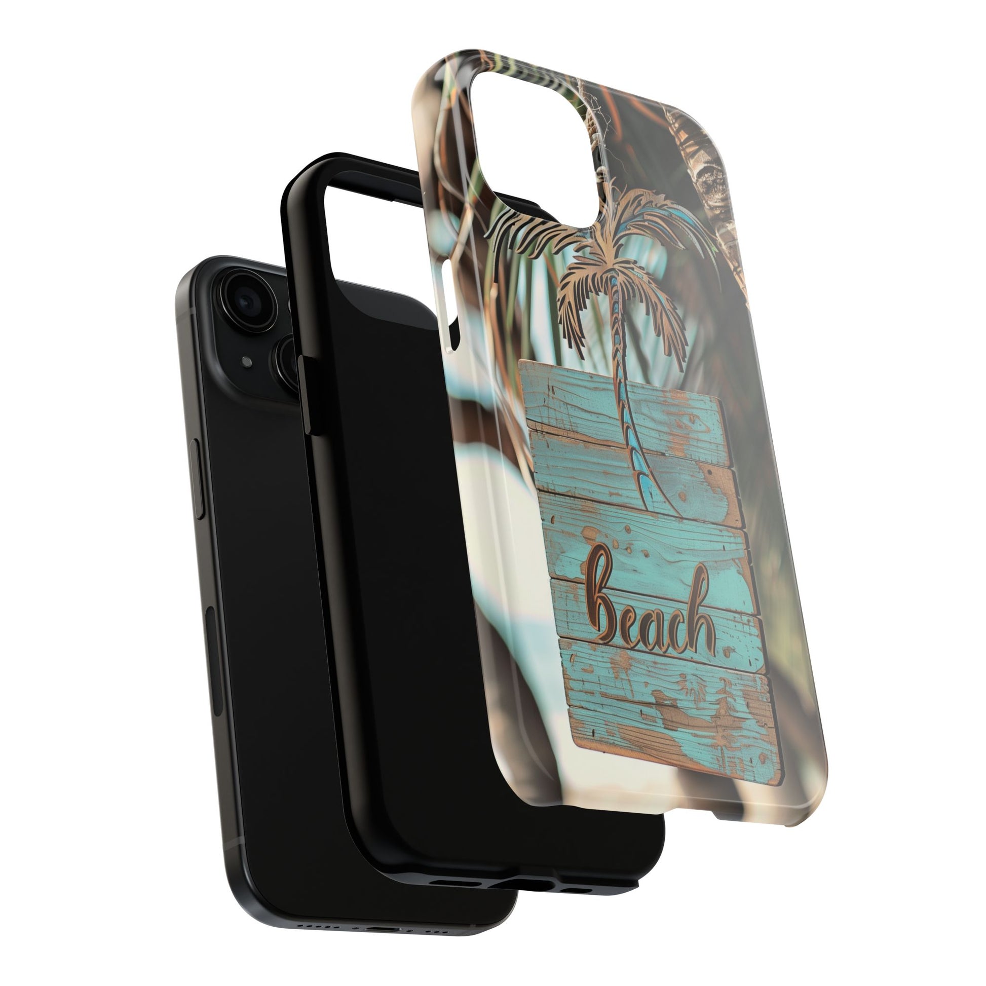 Durable Phone Case with Palm Tree Charm