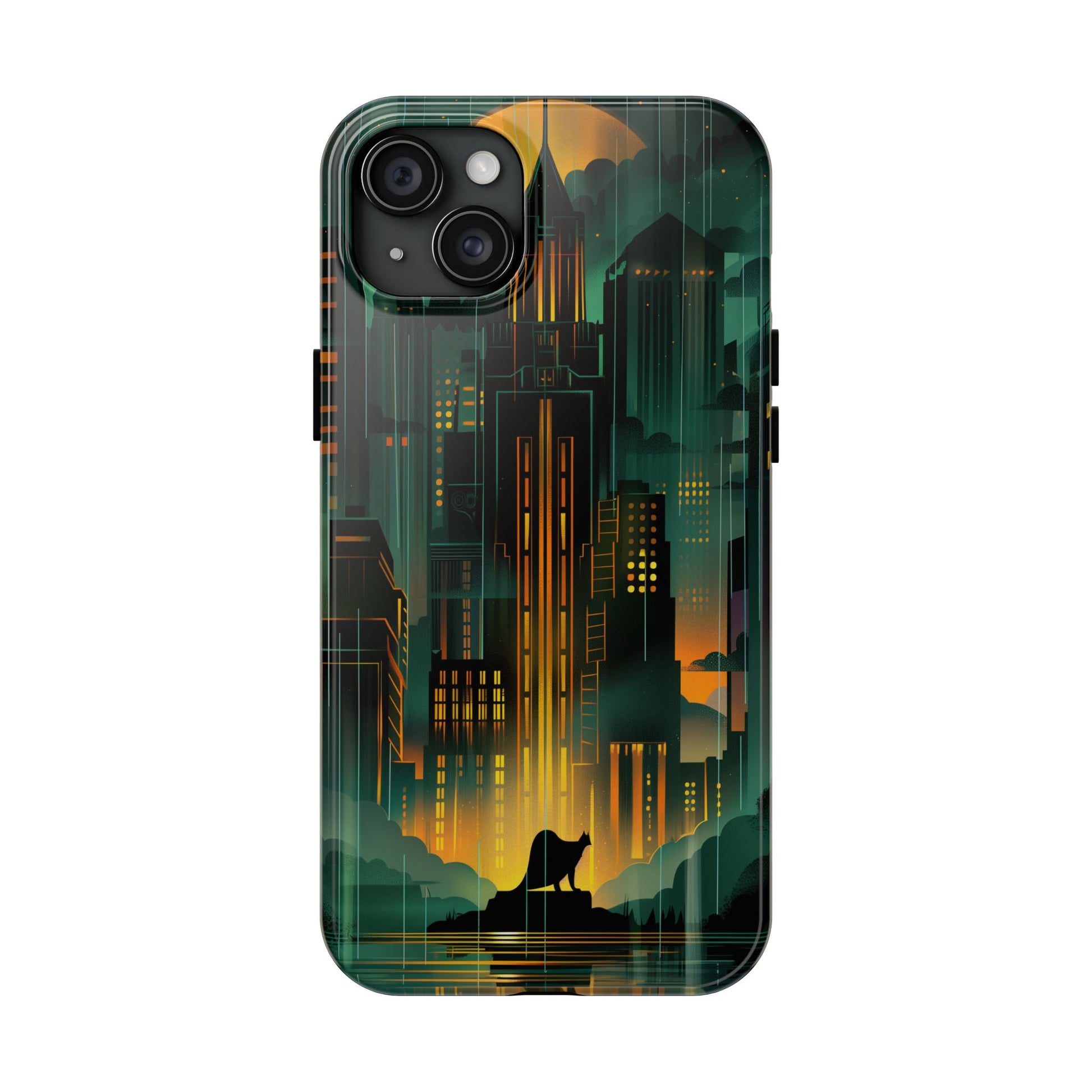 Nighttime Batman Phone Case - Gotham Art Deco Style - Noir Inspired Phone Cover - Dark Knight Accessory