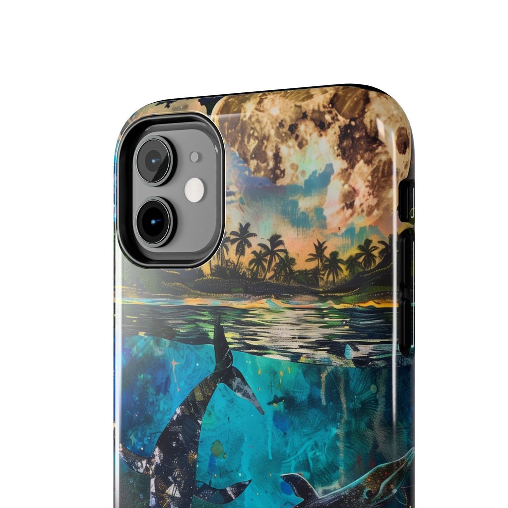 Abstract Moonlit Whales Underwater Phone Case - Durable and Stunning Protective Cover