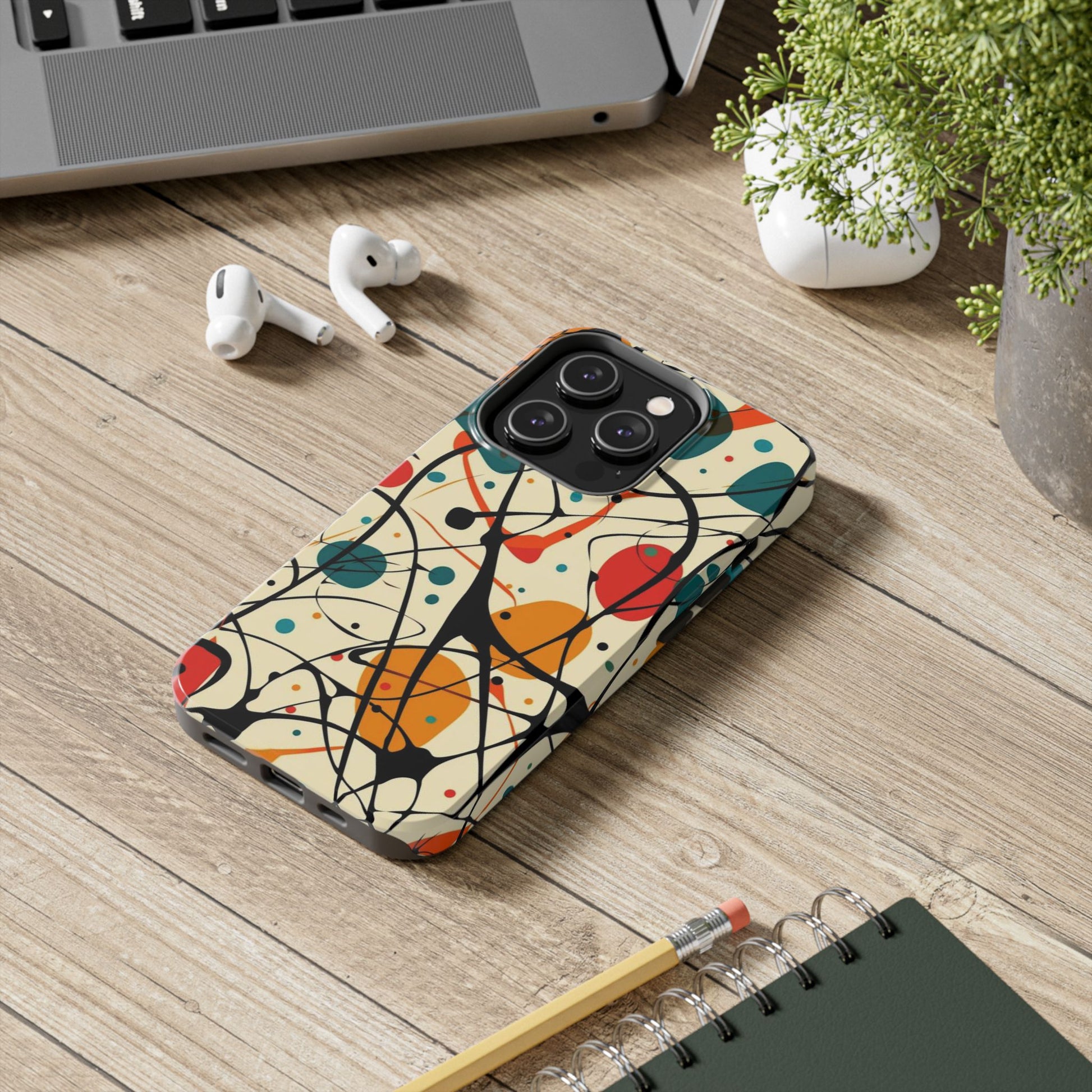 Mid Mod Phone Case,  Colorful Mid Mod Design Durable Phone Case, Vibrant and Stylish iPhone Tough Cover, iphone 15 case, iphone 14 pro max