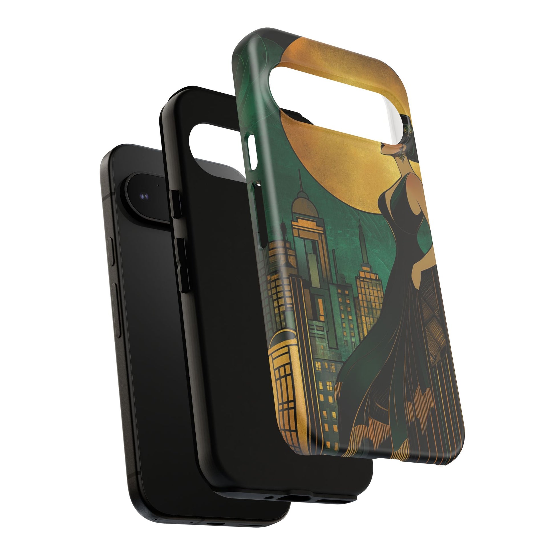 Custom Art Deco Flapper Woman Phone Case 1920s Art Nouveau Design in Emerald & Gold Alphonse Mucha Style Gatsby Style Poster