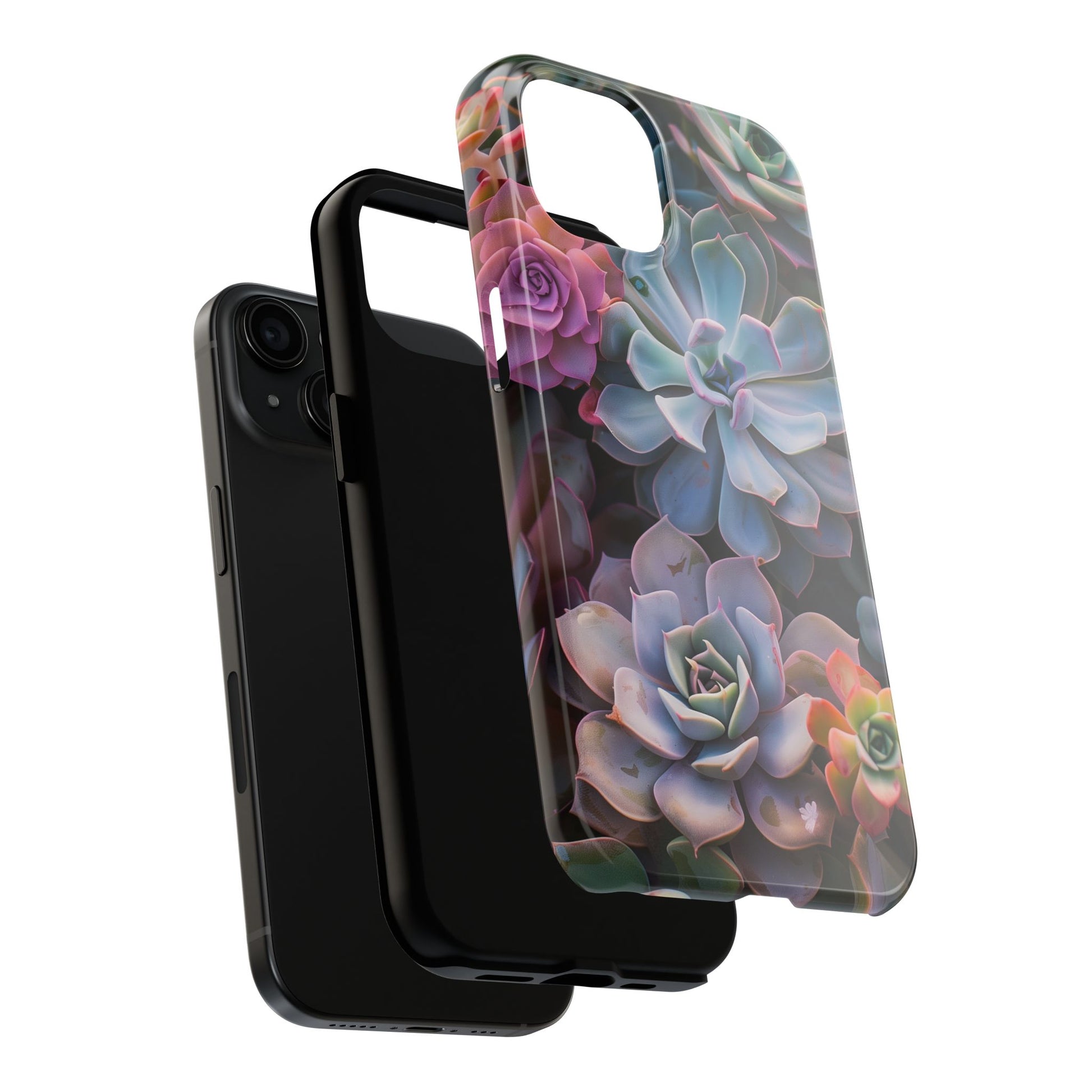 Pastel Succulent Flower Design Durable Phone Case - Tough Protection for iPhones