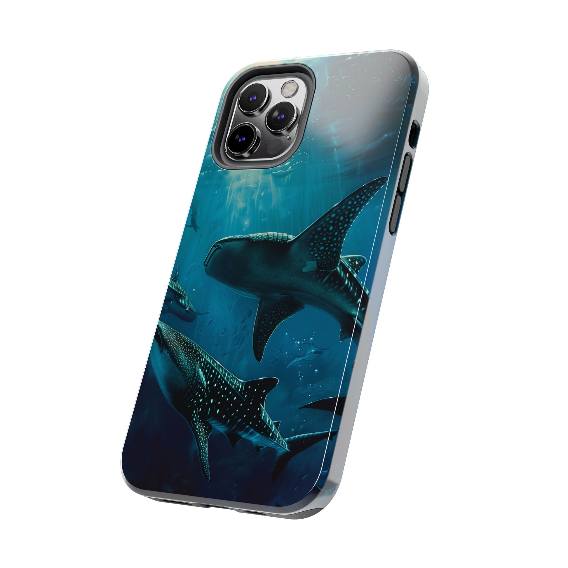 Tranquil Trio: Three Whale Sharks Tough Phone Case