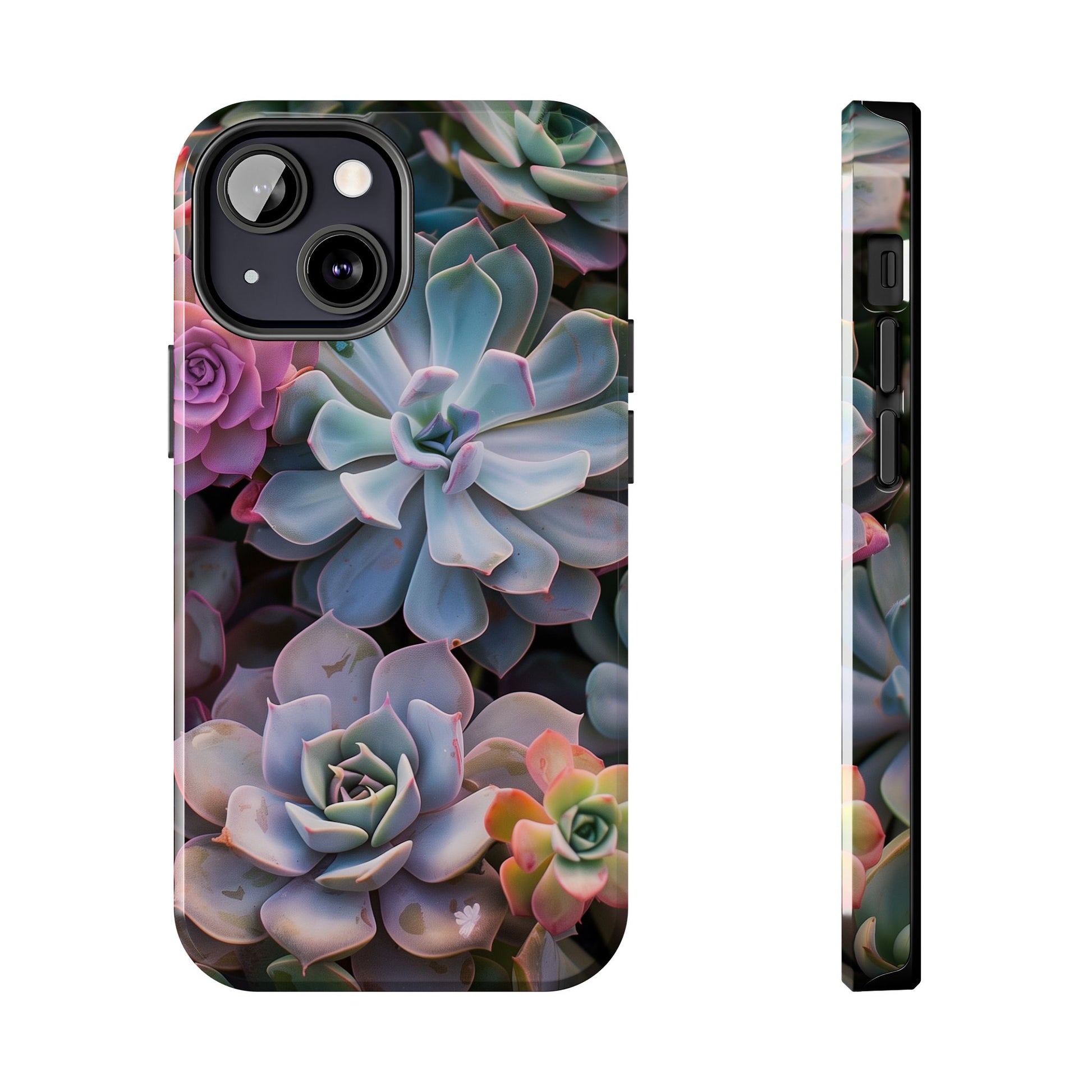 Pastel Succulent Flower Design Durable Phone Case - Tough Protection for iPhones