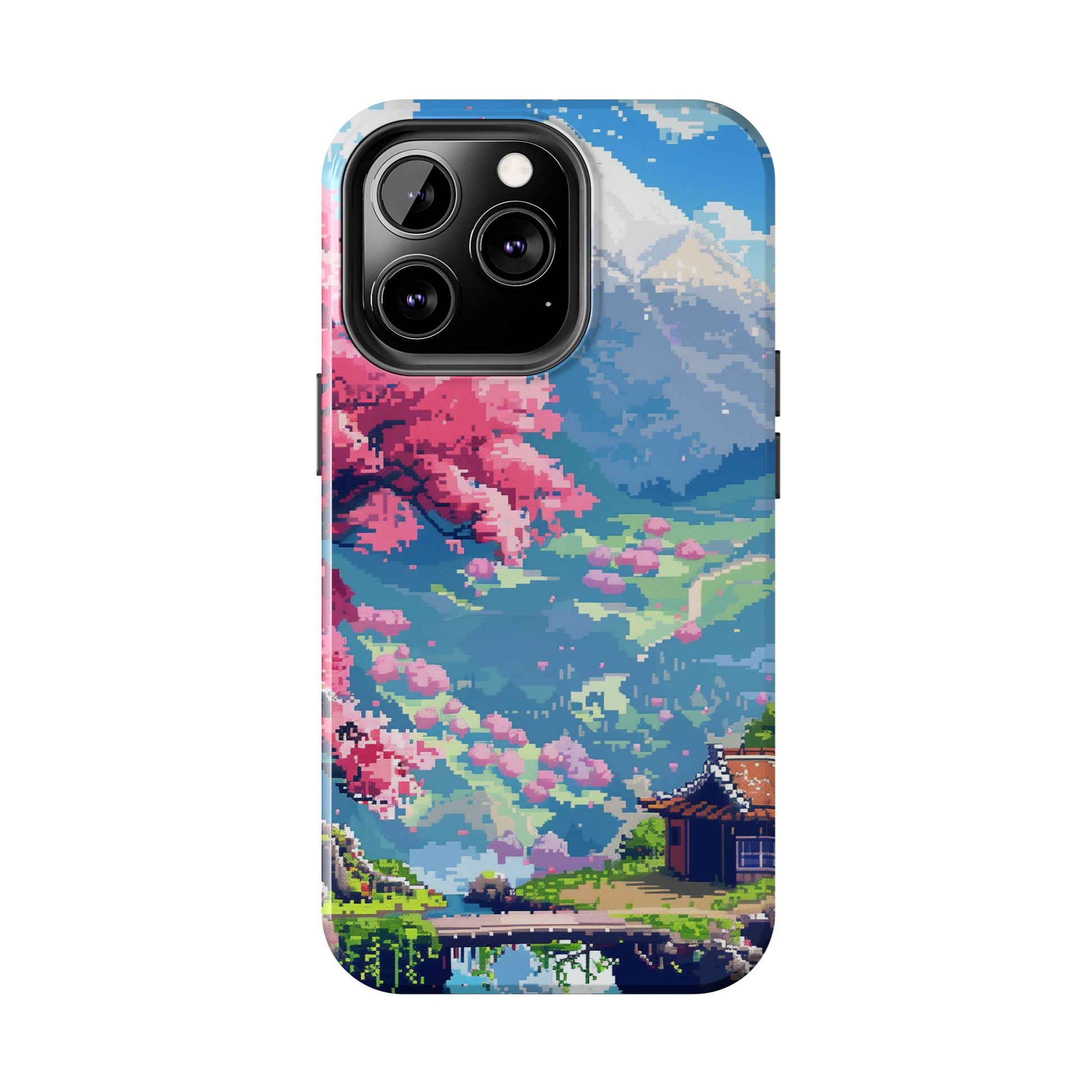 Pixel Art Video Game Landscapes Phone Case, Retro Gaming Pixelated Design, Geeky Gamer Phone Cover, Unique Video Game Art Accessories