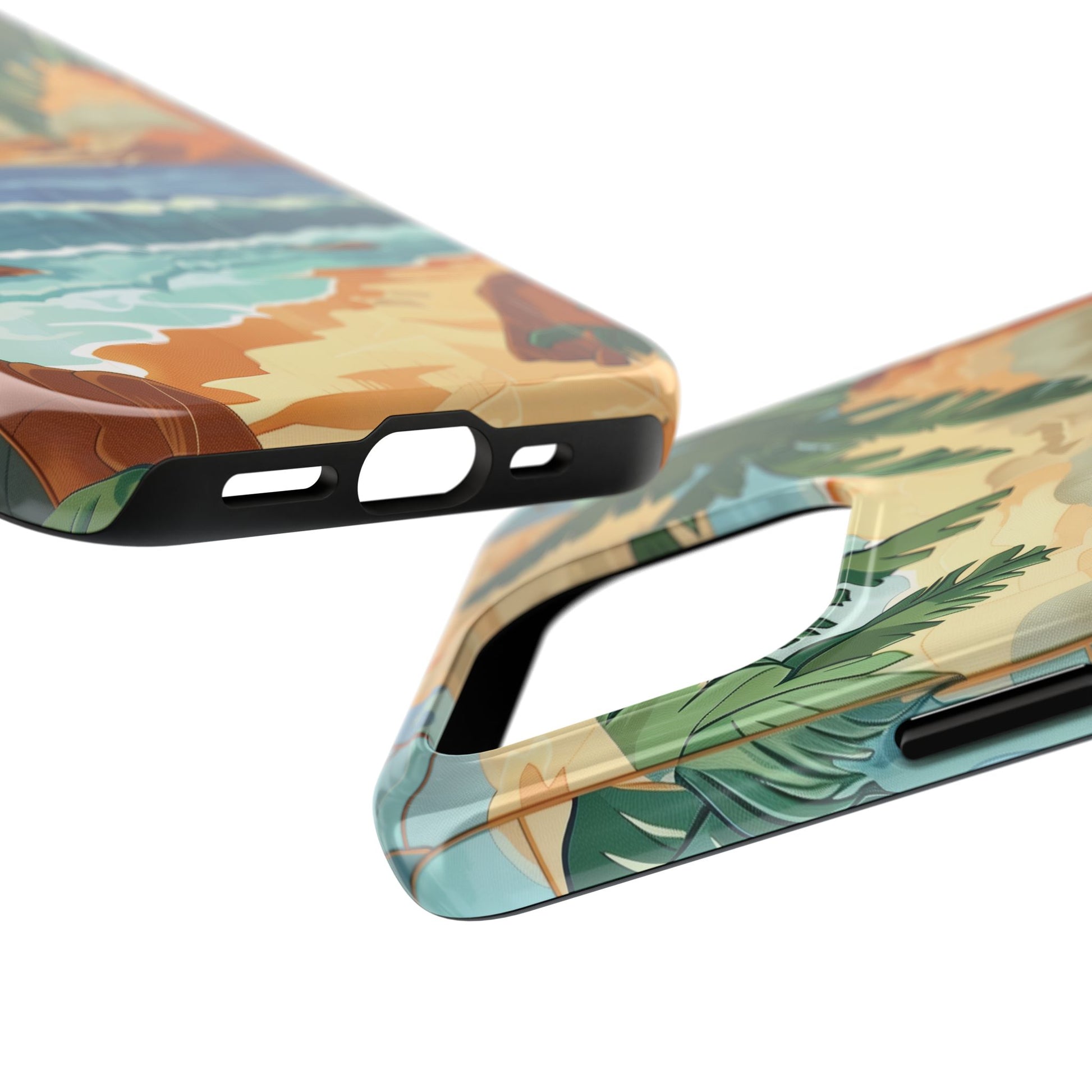 Retro Beach Scene Phone Case, Vintage Tropical Ocean iPhone Case, Summer Beach Phone Cover for iPhone, iphone 15 pro max
