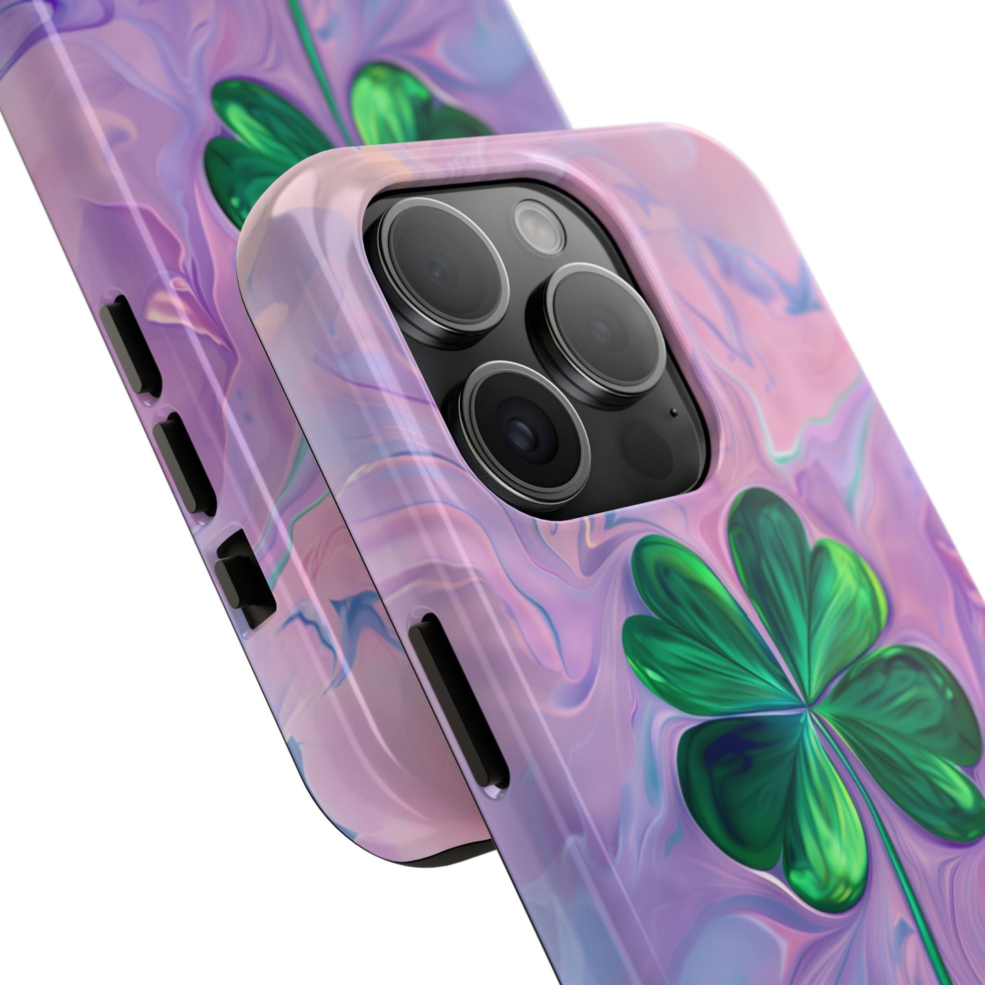 St Patrick's Day Lucky Phone Case Four Leaf Clover Durable Phone Case Good Luck Charm Protective iPhone 13 14 15 16 Pro Max Plus Galaxy