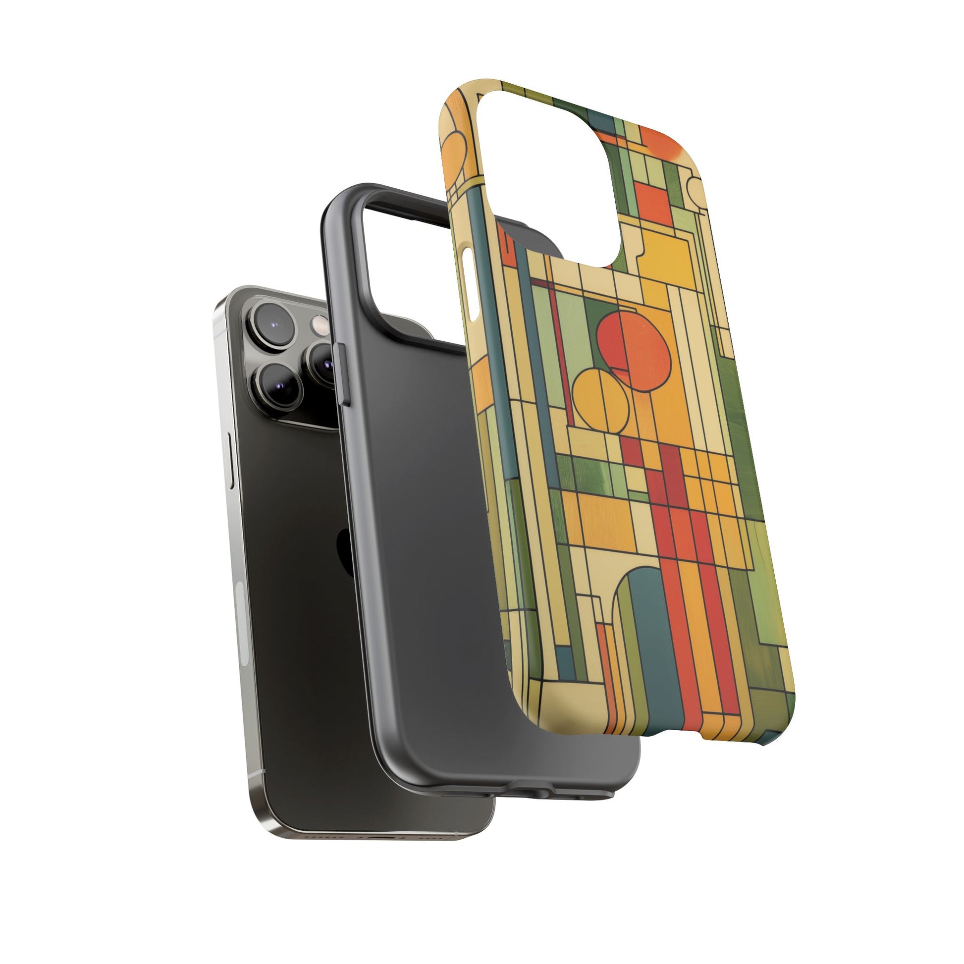 Frank Lloyd Wright Inspired Prairie Style Usonian Phone Case Geometric Stained Glass Art Deco 13 14 15 16 iPhone Pro Max Galaxy Pixel