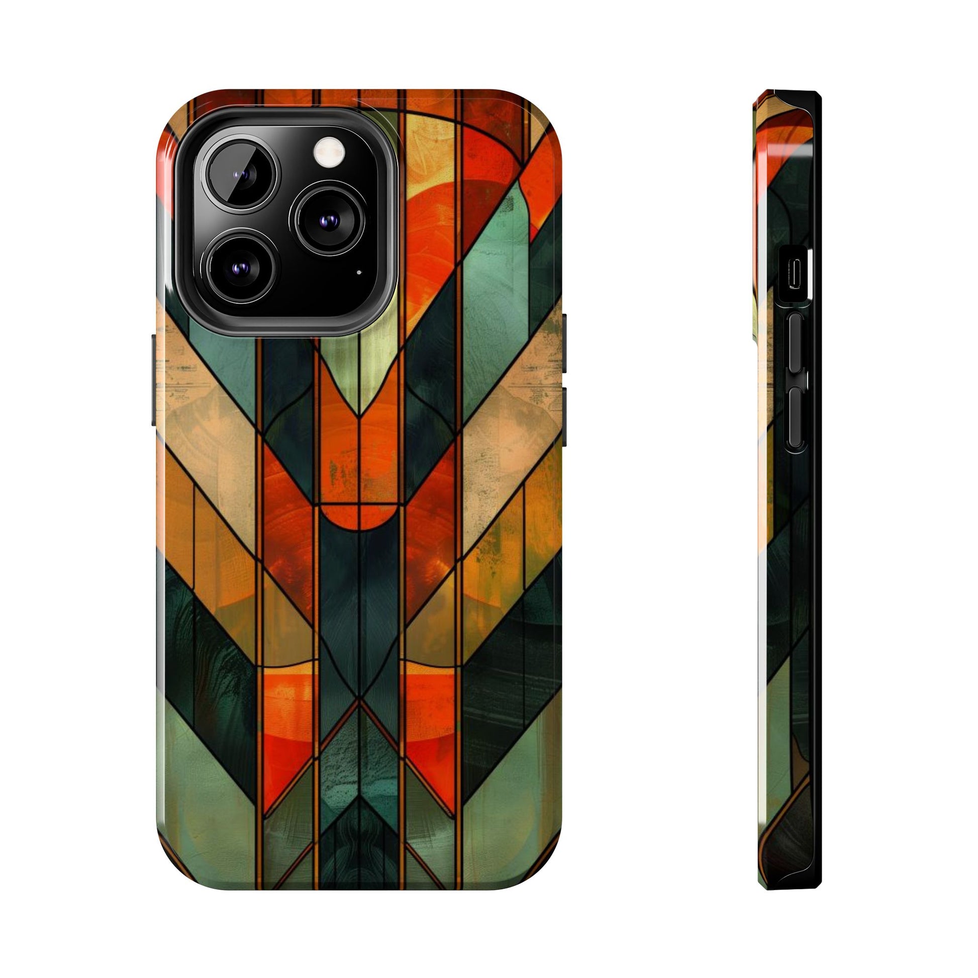 Noir Art Deco Colorful Stained Glass - Durable Dual Layer Iphone Case - Architect Phone Case