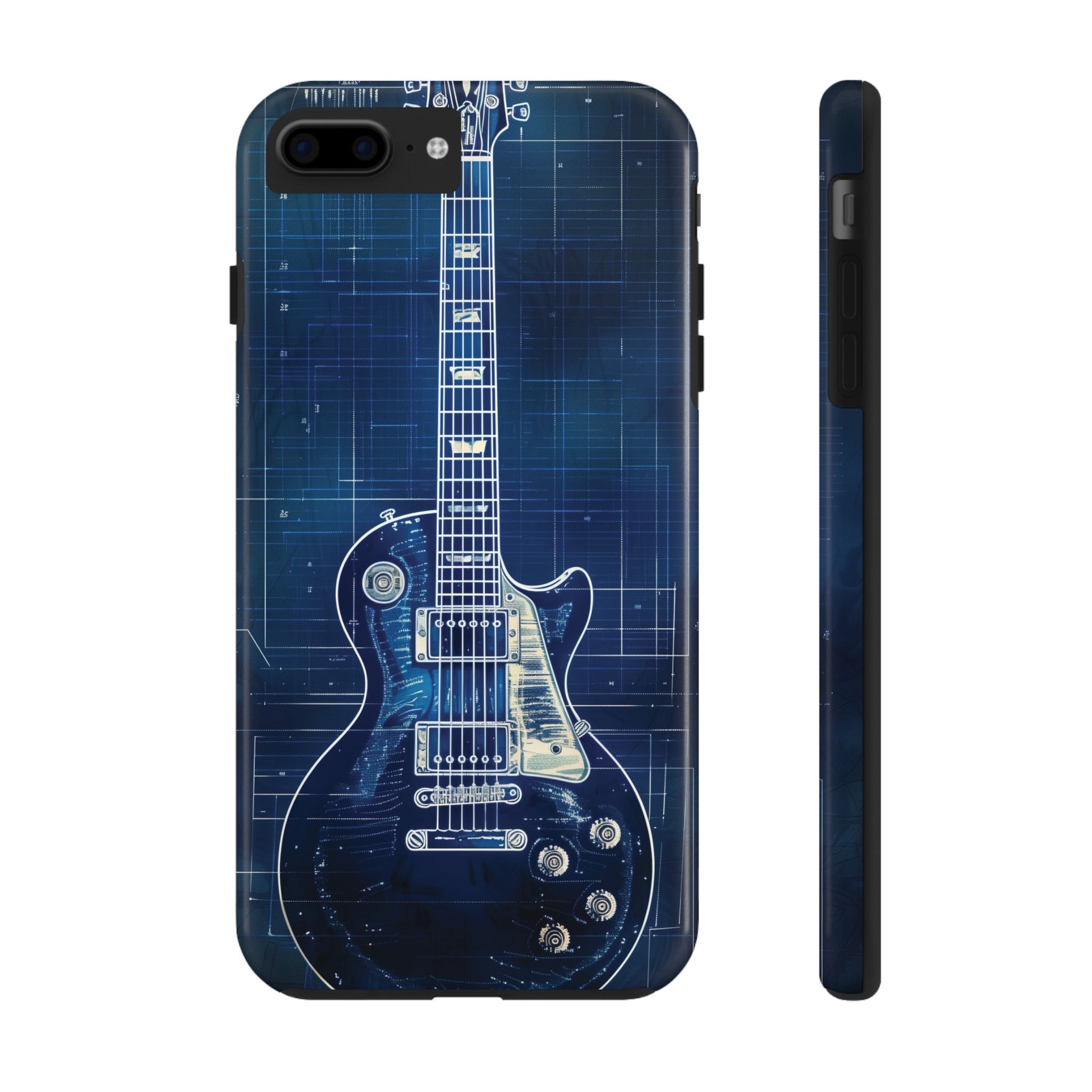 Guitar Phone Case, Guitar Blueprint iPhone Cover, Vintage Guitar Design, Custom iPhone Covers, Rock Music Phone Accessories, Musician Gift