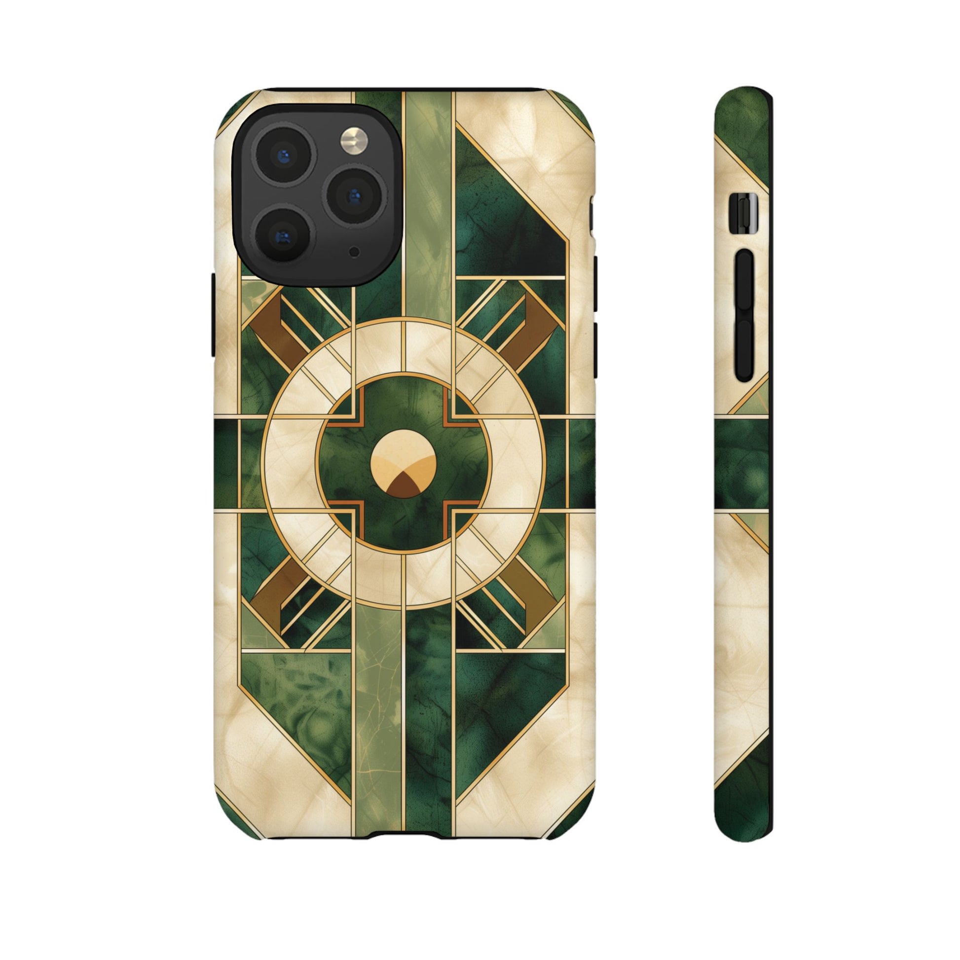 Green Frank Lloyd Wright Inspired Phone Case Geometric Elegance Stained Glass Art Deco Marble Gold 13 14 15 16 iPhone Pro Max Galaxy Pixel