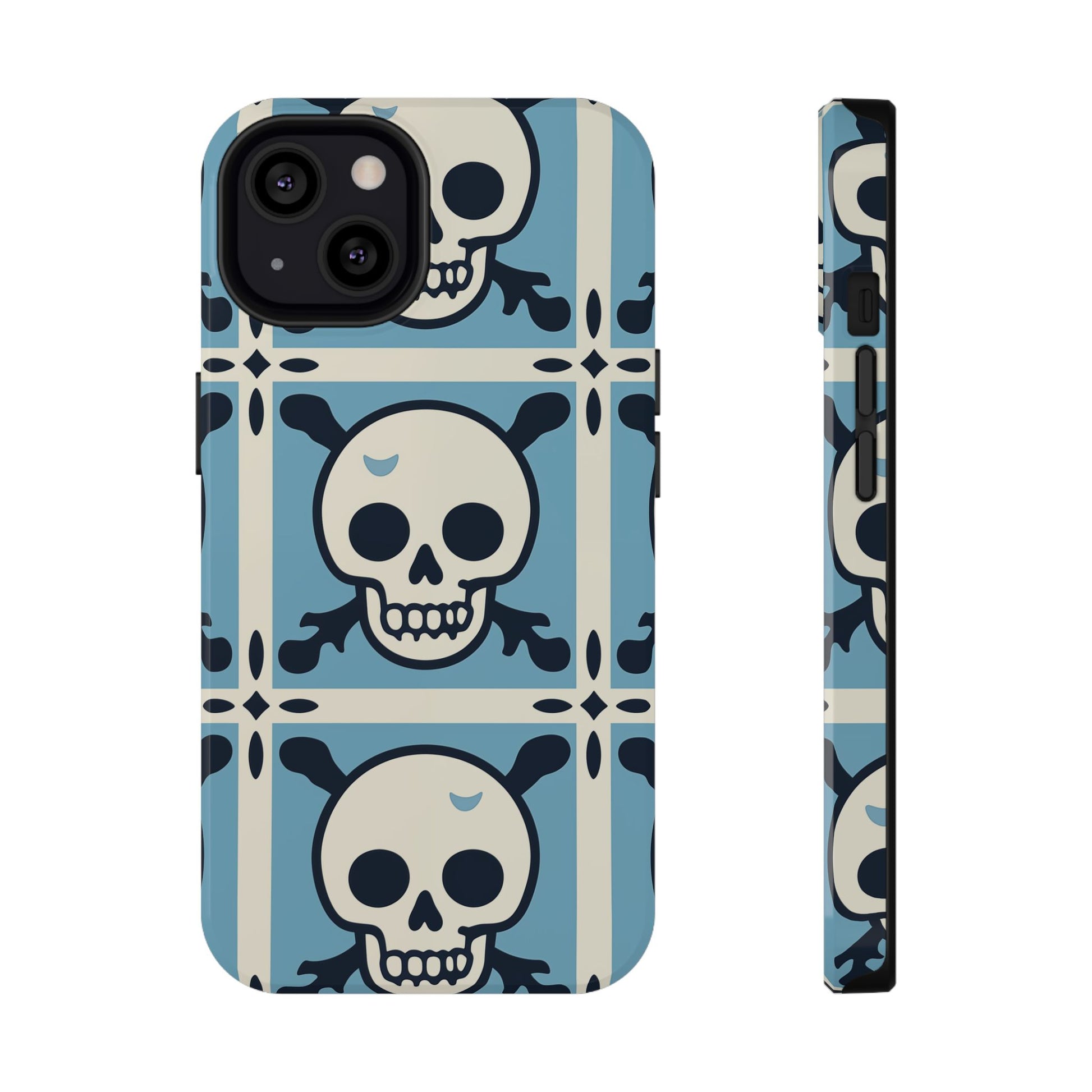 Cute Skull Phone Case Sugar Skull Ghingham Impact-Resistant Cover Goth Skull, Halloween Gift iphone 13 14 15 16 Pro Max