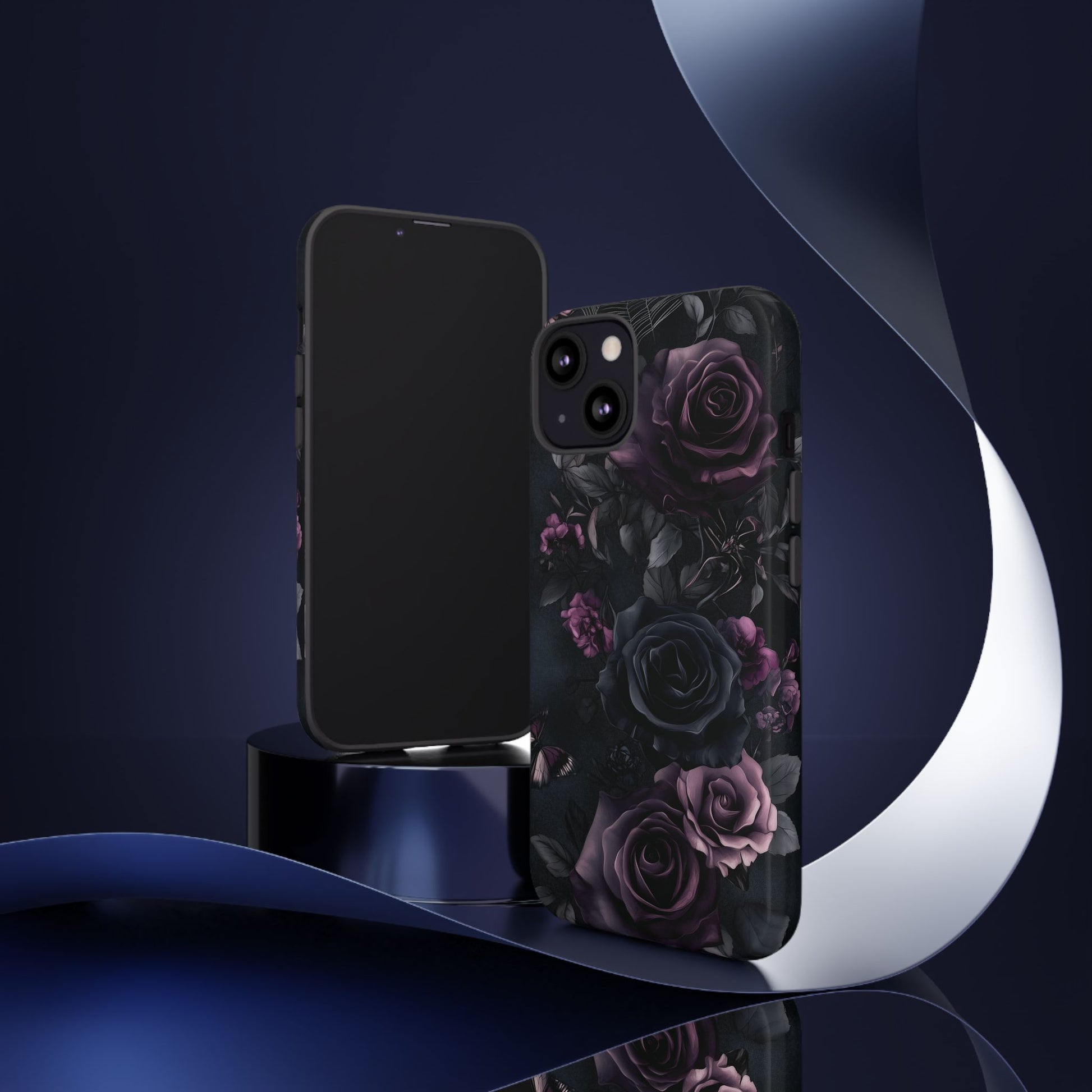 Gothic Floral Phone Case Dark Academia Black Roses Spider Webs Butterflies Witchcraft Night Sky iPhone 13 14 15 16 Pro Max Galaxy Pixel