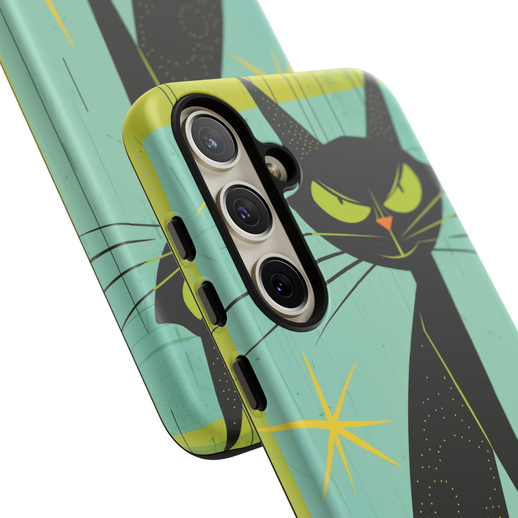 Mid-Century Modern Phone Case, Mid Mod Android Case, Atomic Cats Android Case, Retro Chic Smartphone Cover, Unique Artistic Phone Accessory